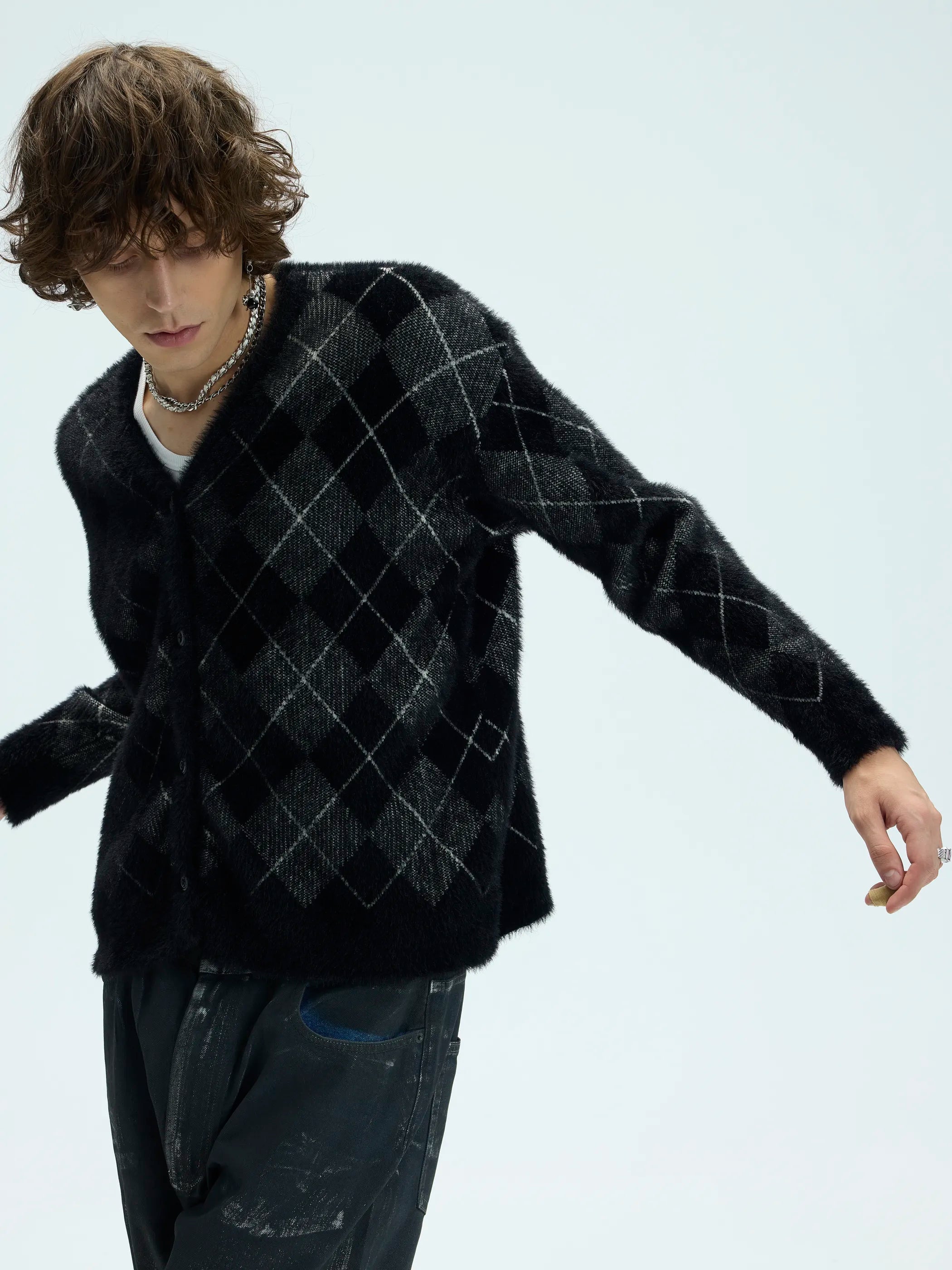Main shot of Oversized Mink-Effect Aran Sweater Coat