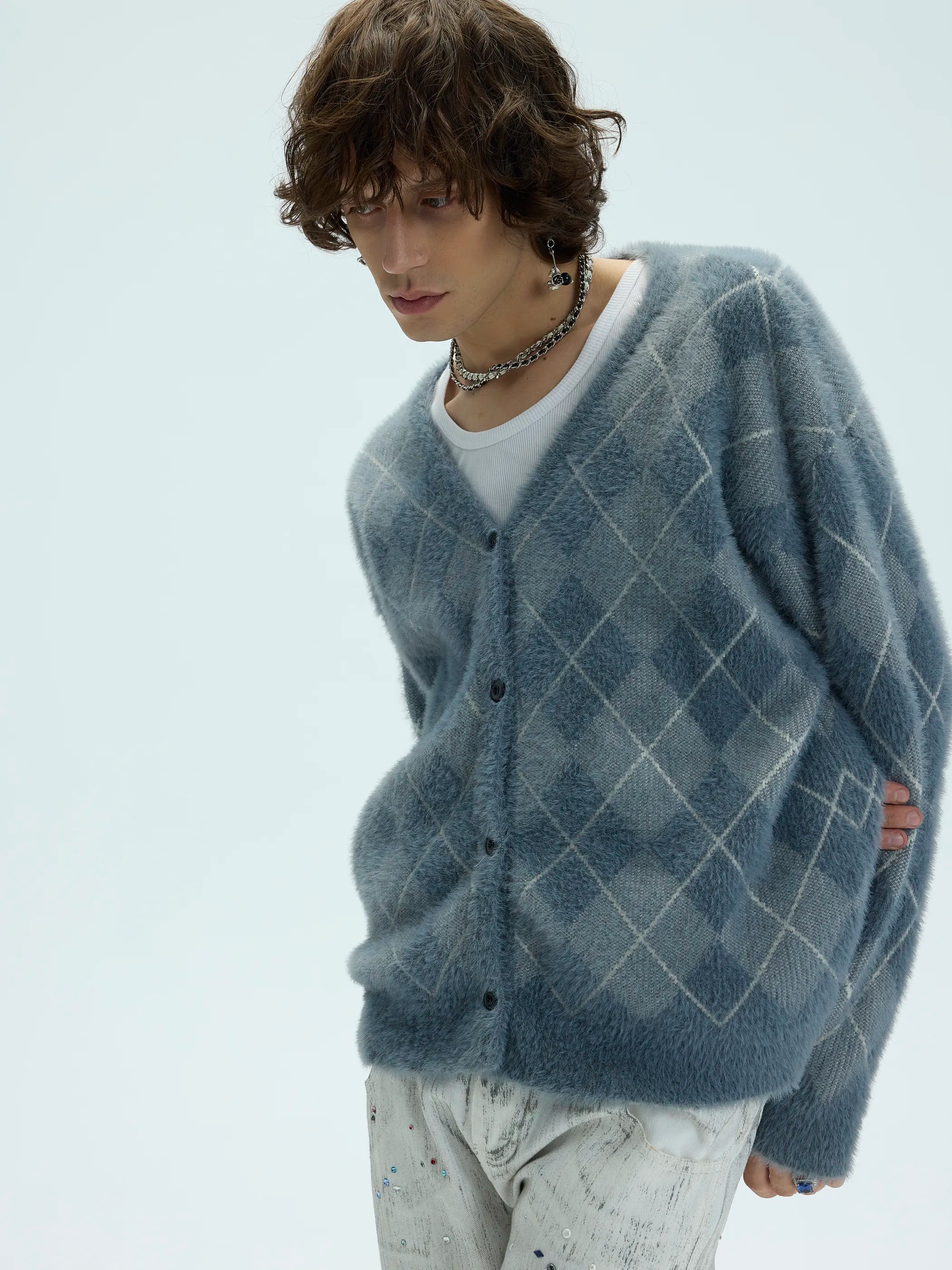 Main shot of Oversized Mink-Effect Aran Sweater Coat
