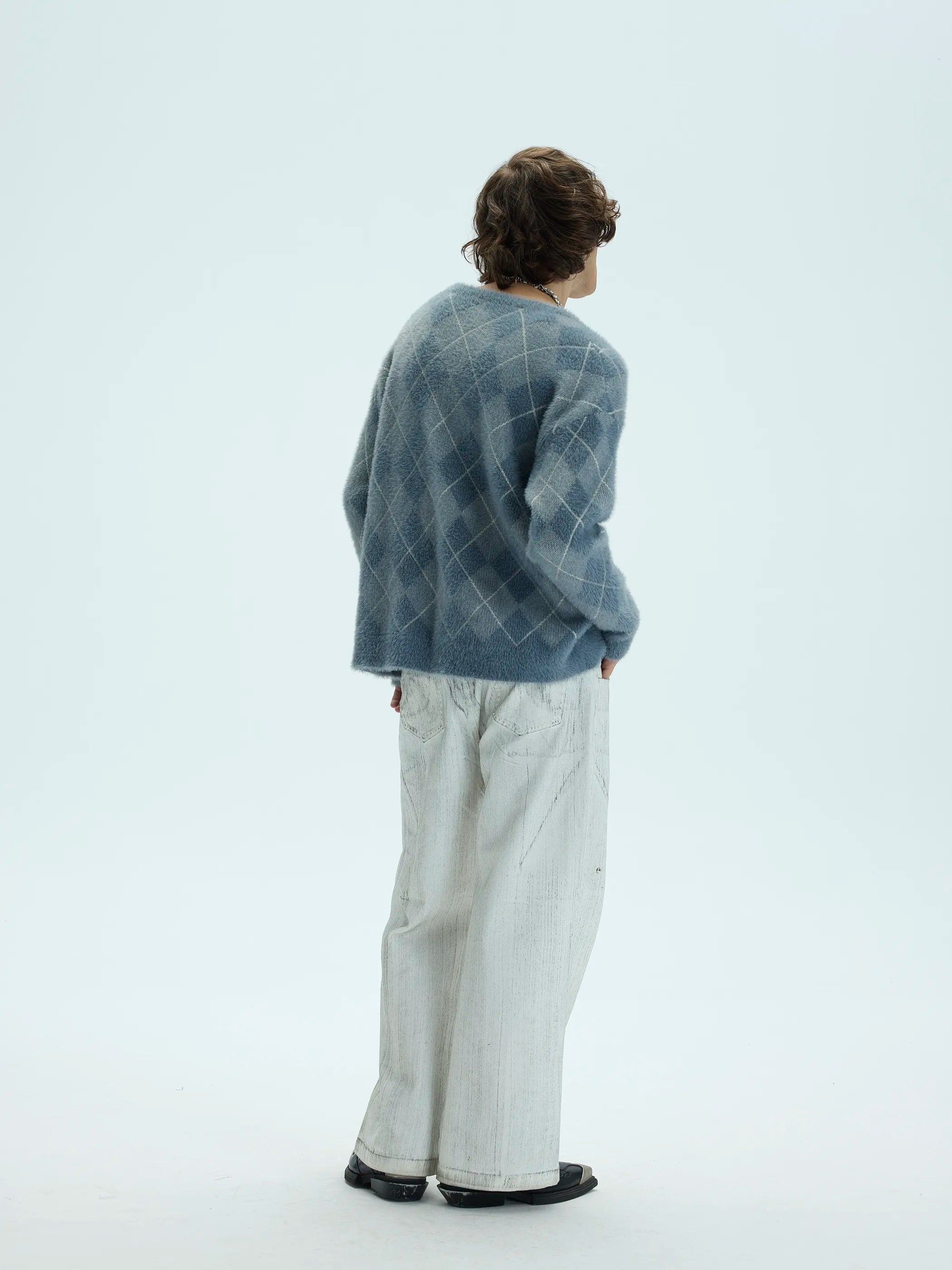 Model shot of Oversized Mink-Effect Aran Sweater Coat 5