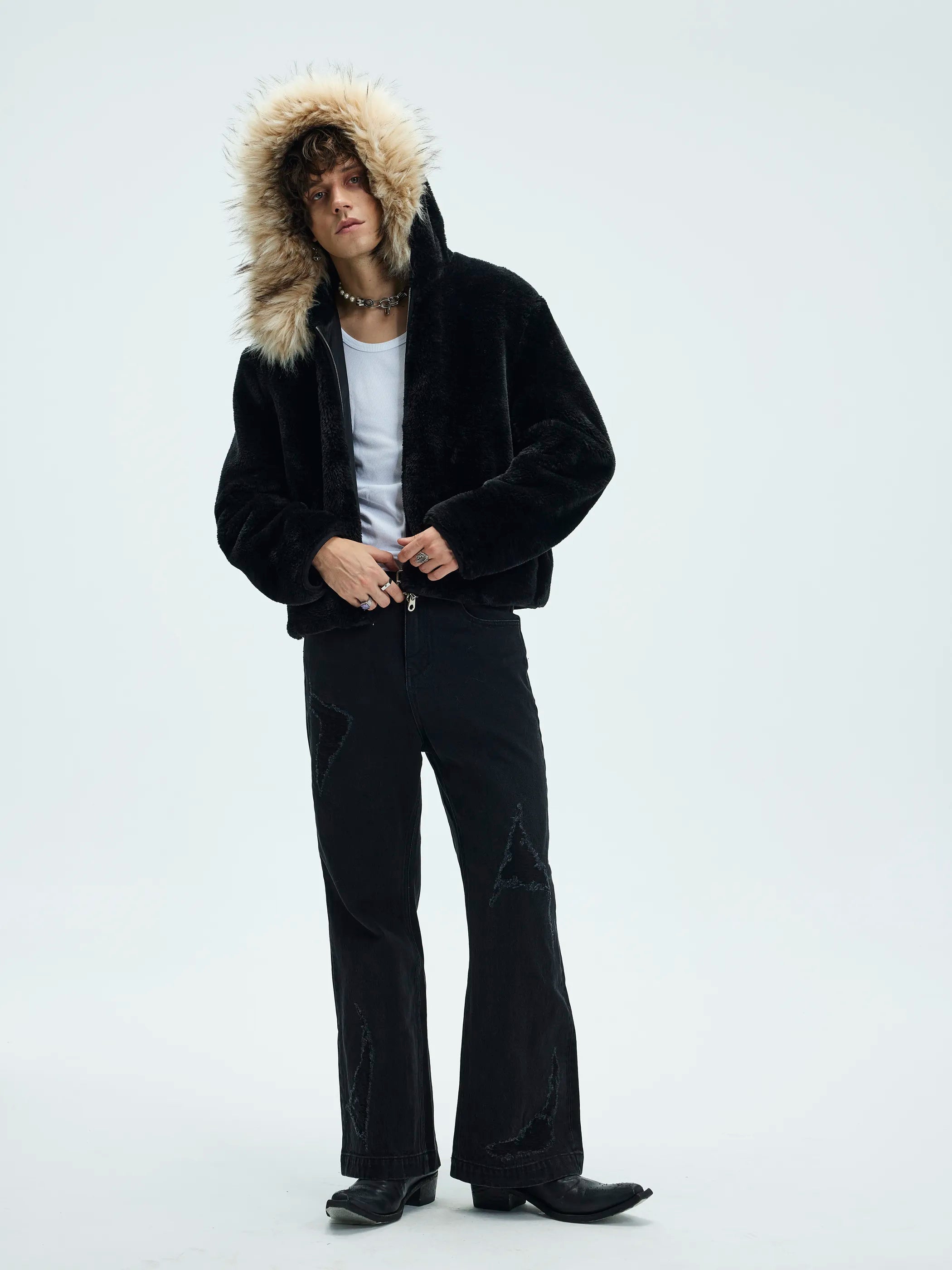Model shot of Zip-Off Fleece Hooded Coat 2