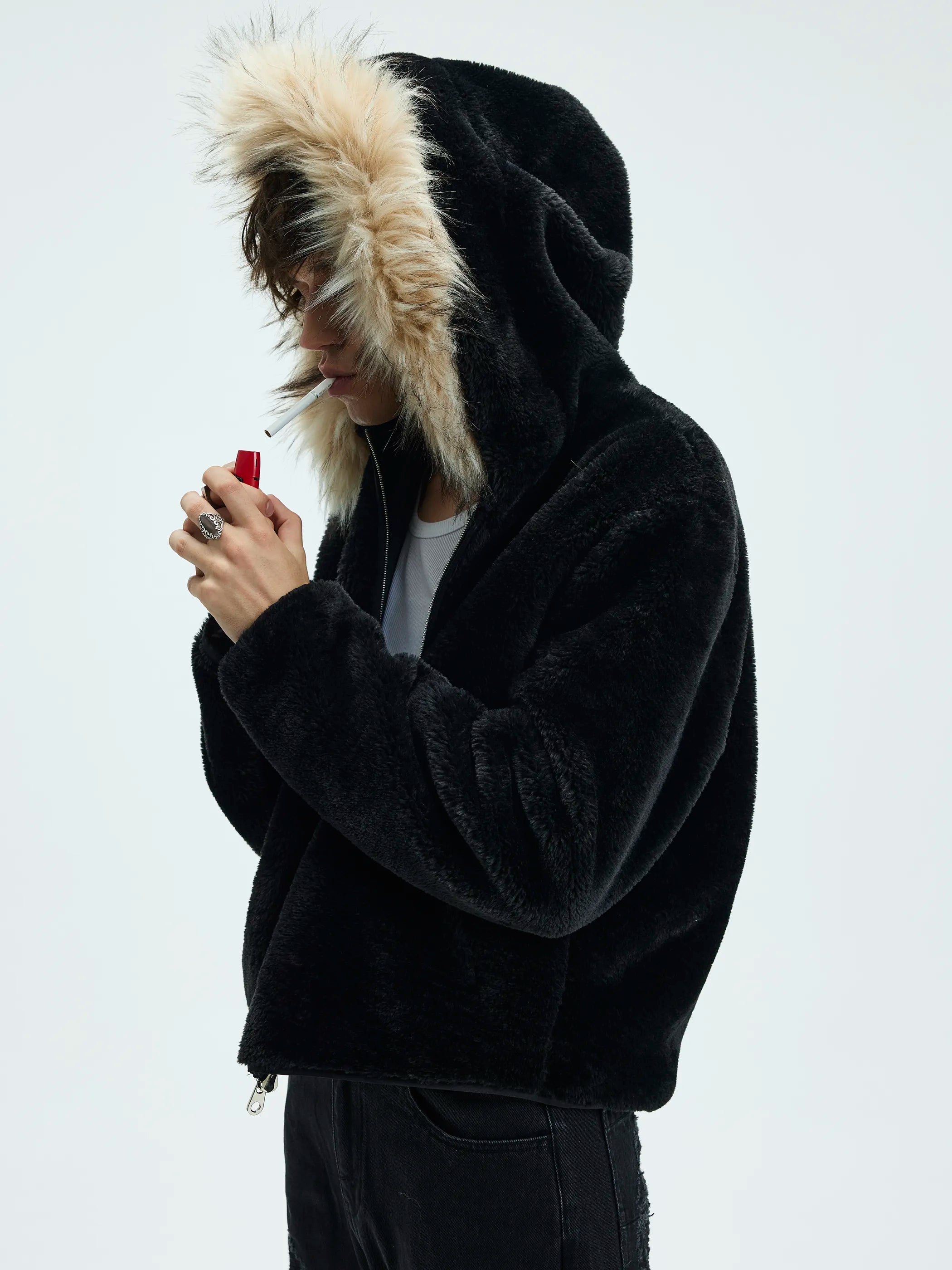 Model shot of Zip-Off Fleece Hooded Coat 3