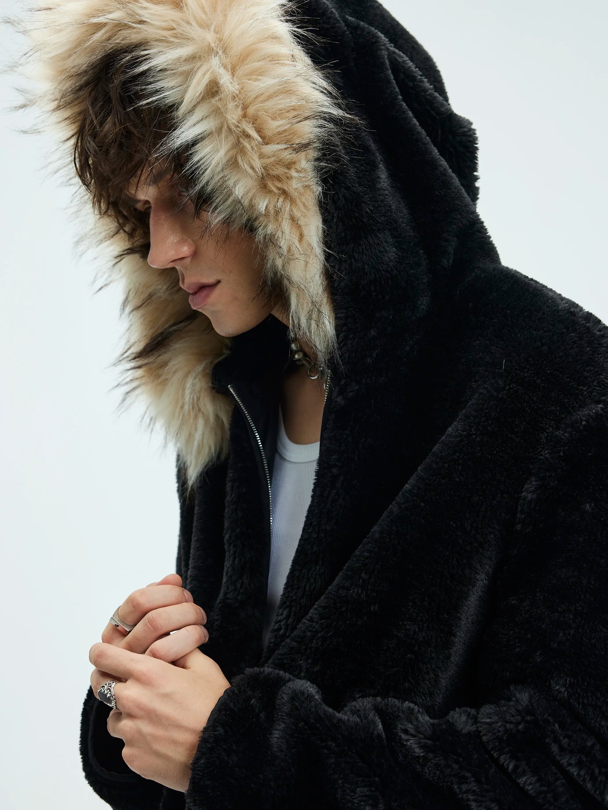 Model shot of Zip-Off Fleece Hooded Coat 6