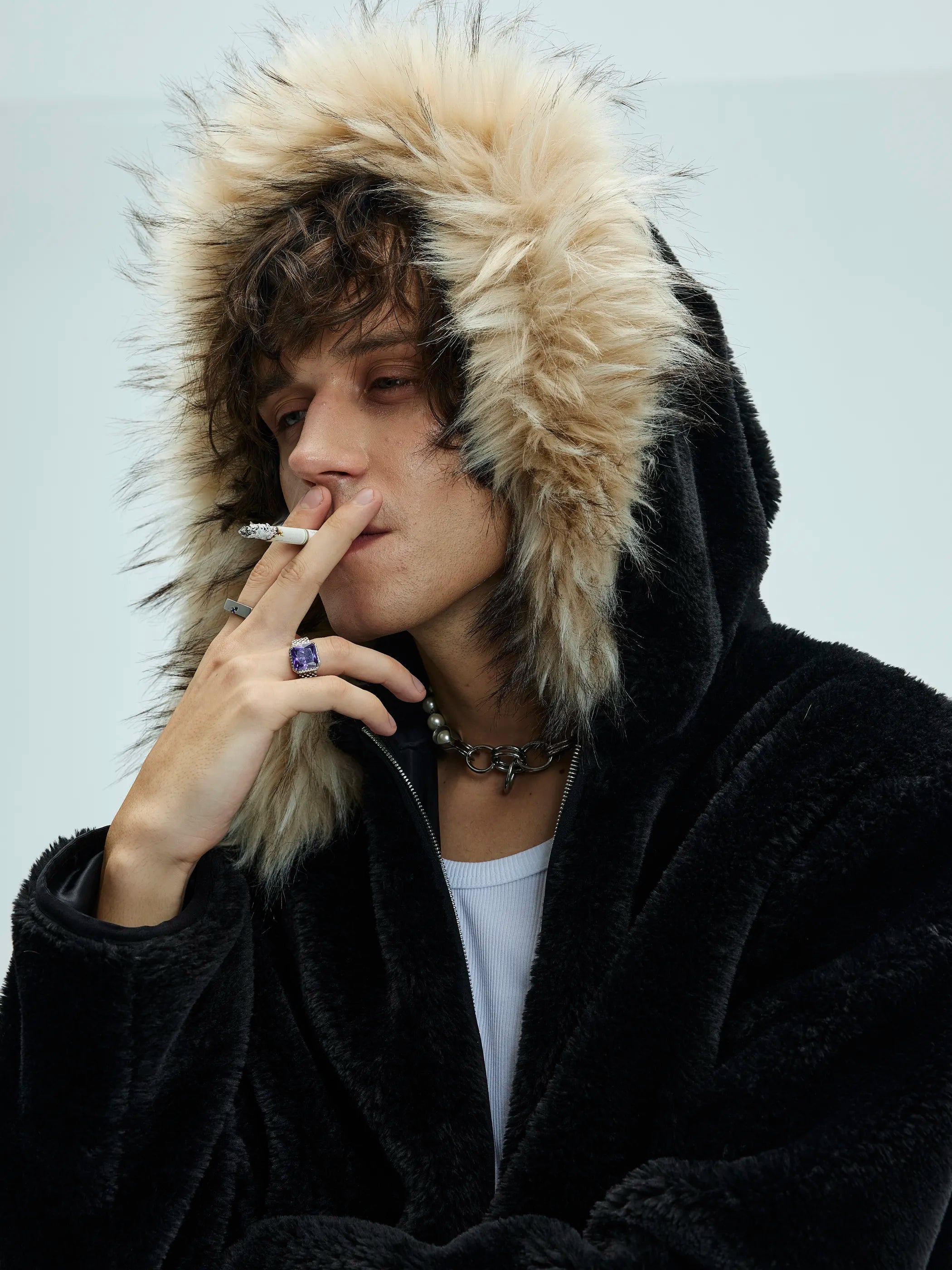 Model shot of Zip-Off Fleece Hooded Coat 7