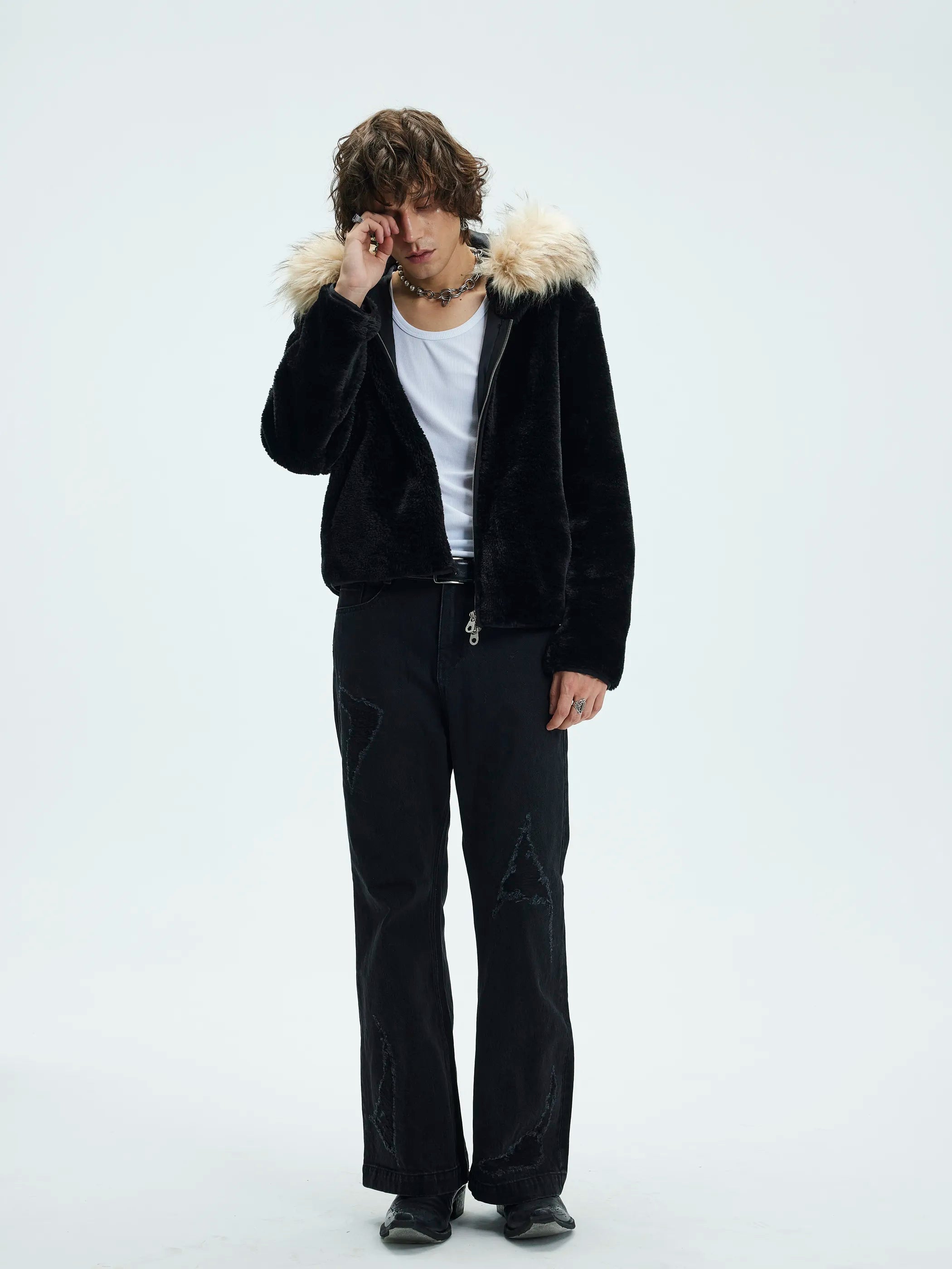 Model shot of Zip-Off Fleece Hooded Coat 8