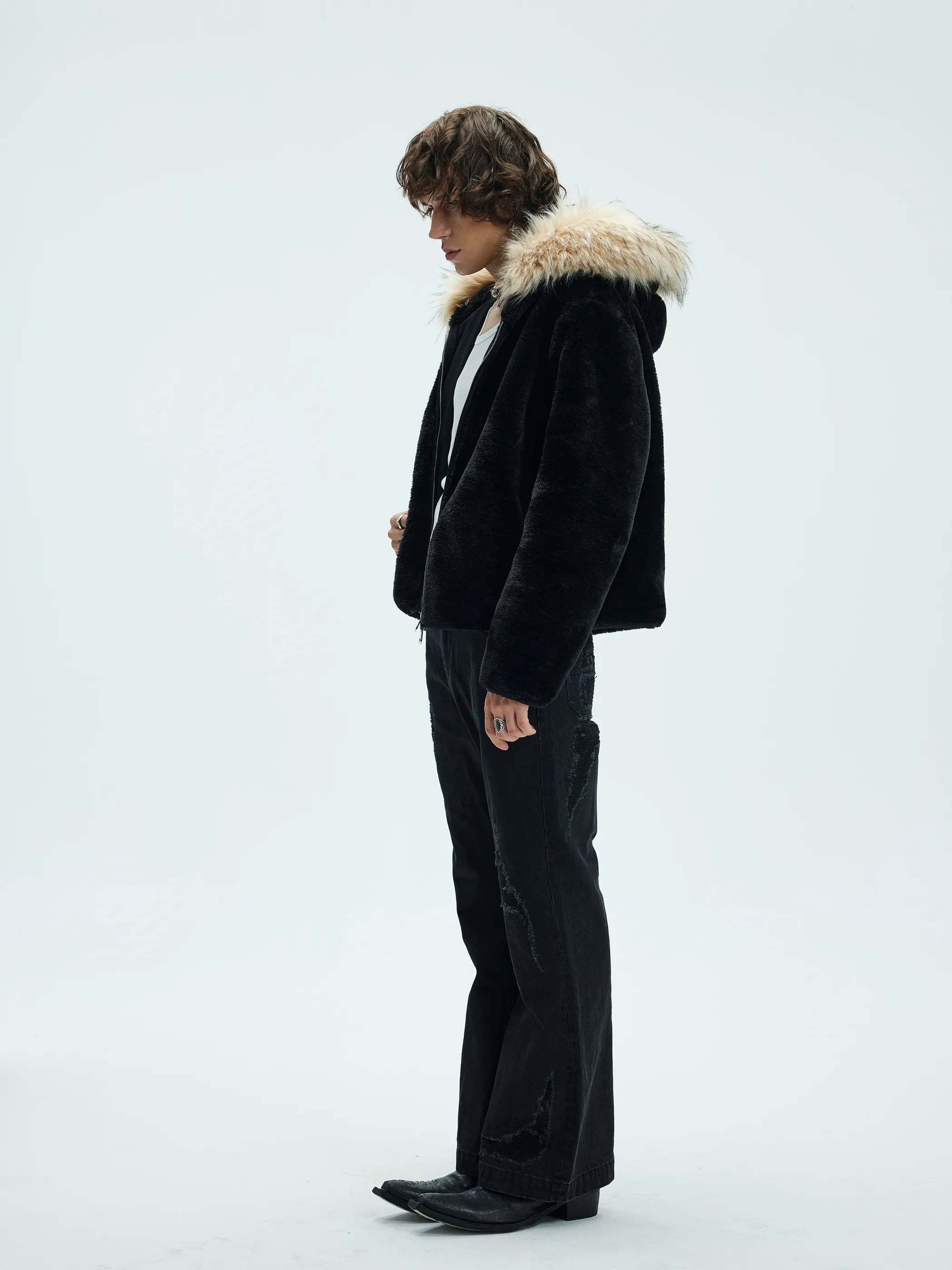 Model shot of Zip-Off Fleece Hooded Coat 9