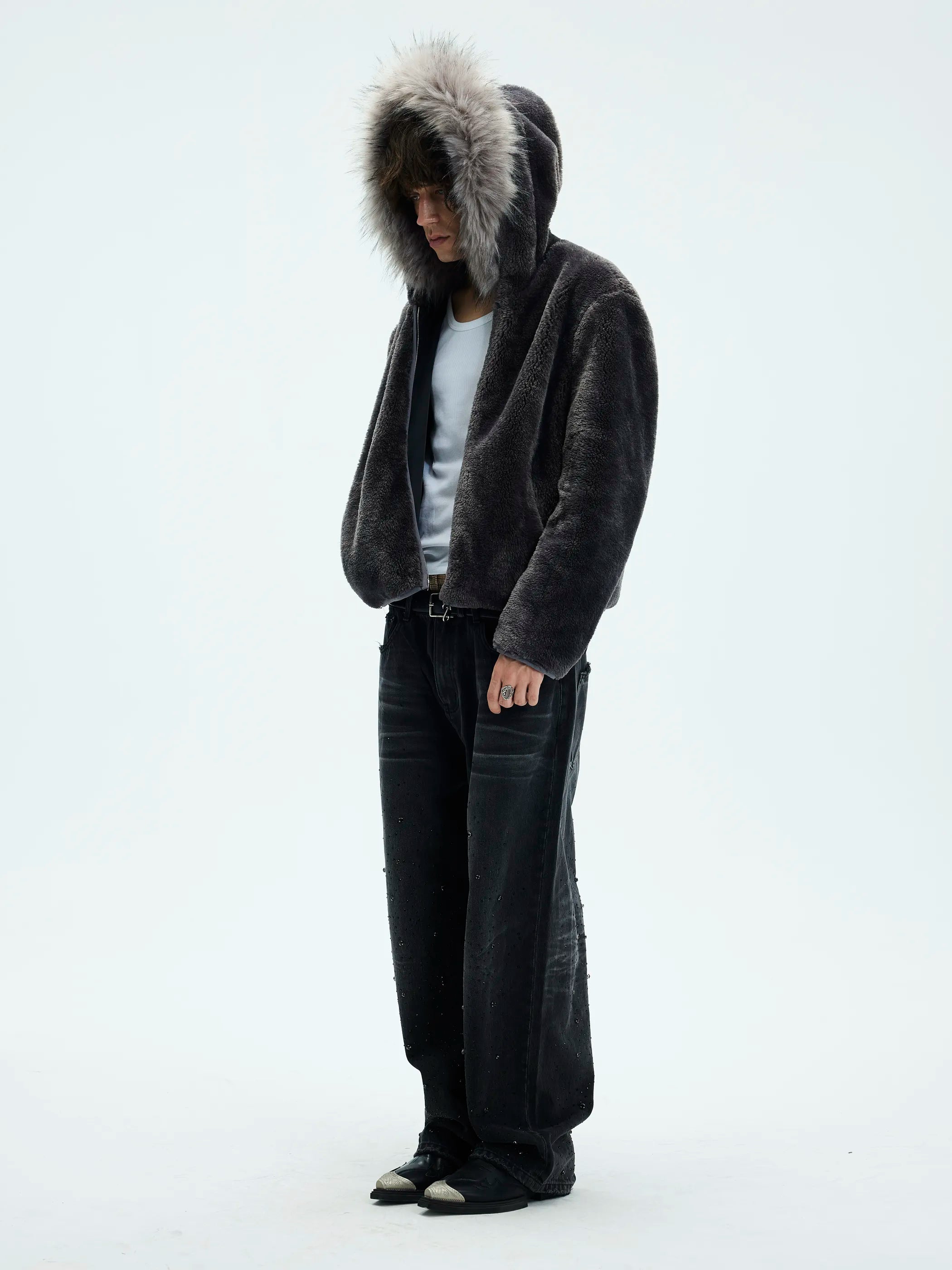 Model shot of Zip-Off Fleece Hooded Coat 6