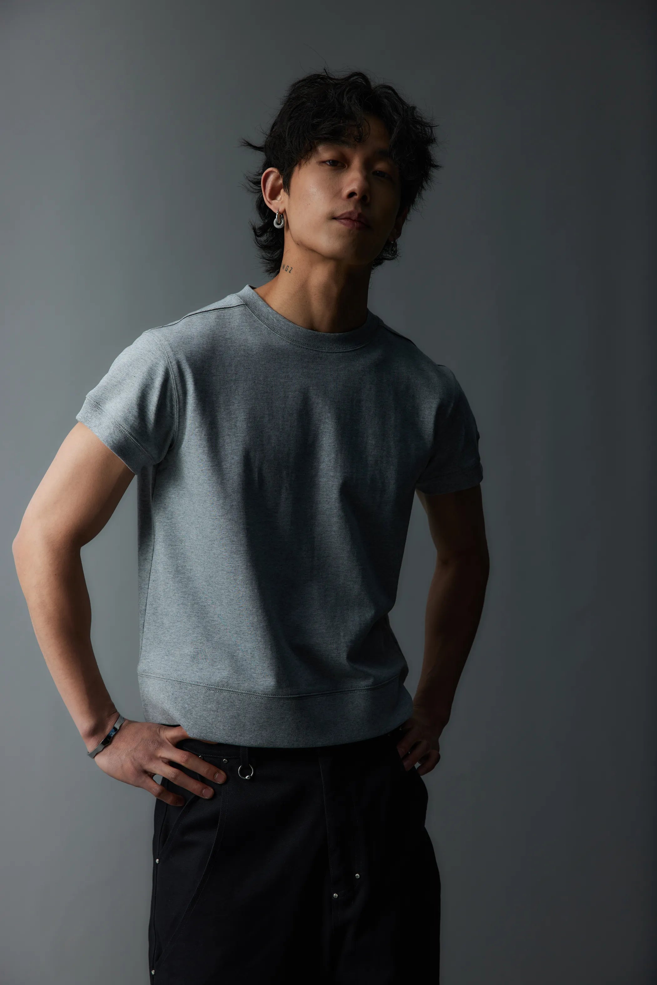 Model shot of Leather-Label Premium Cotton Tee 3