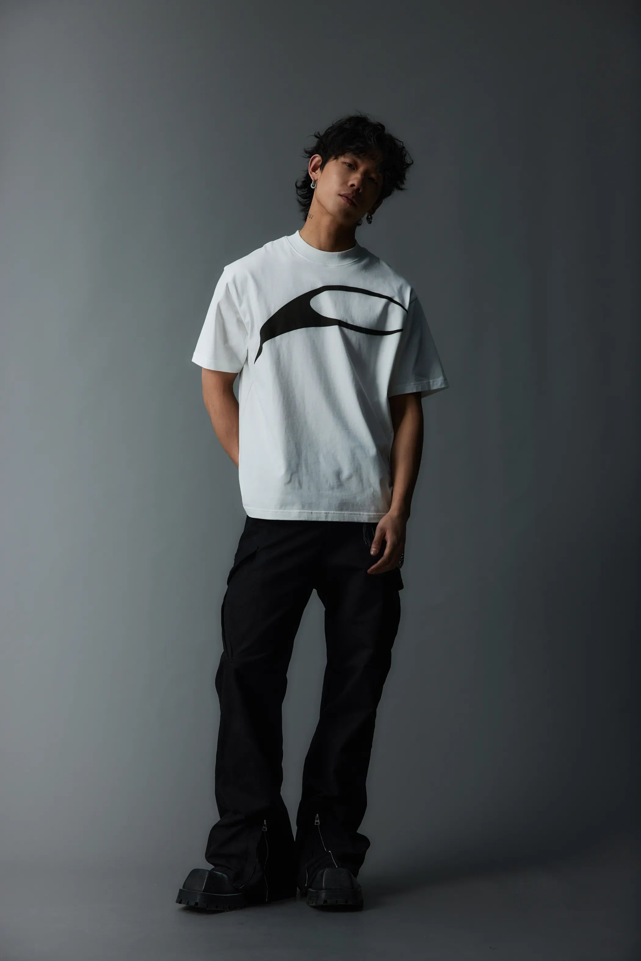 Model shot of Signature Transfer-Print Crewneck 4