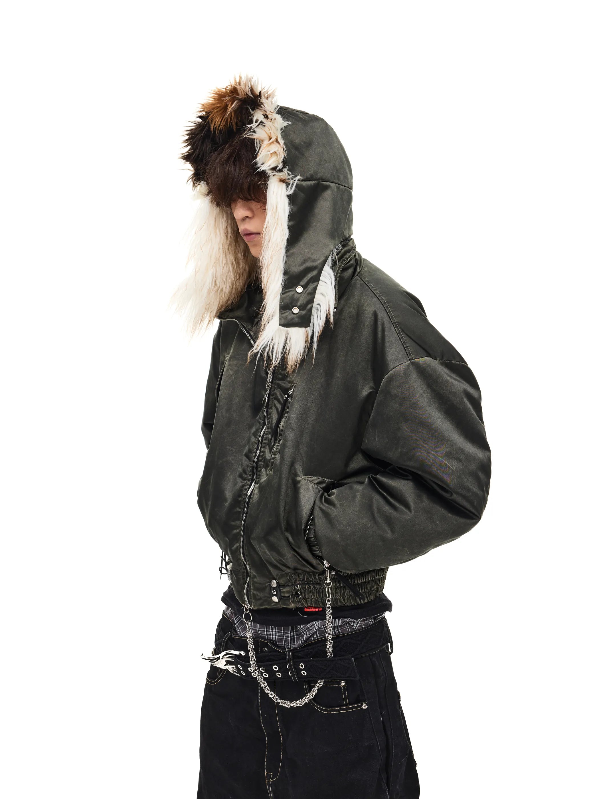 Bomber jacket with detachable hood