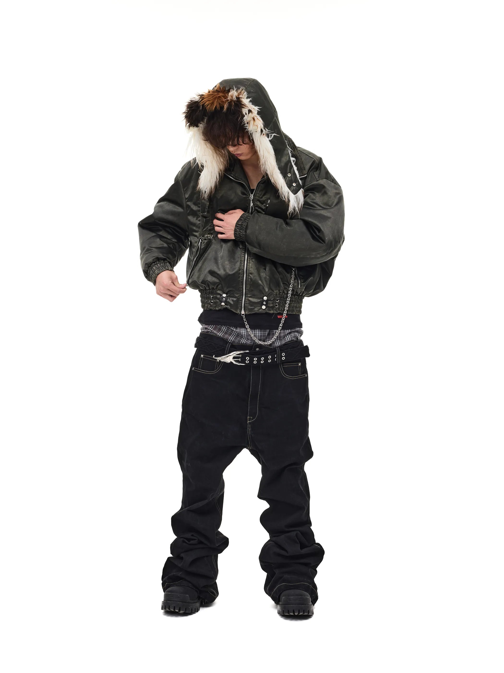 Bomber jacket with detachable hood