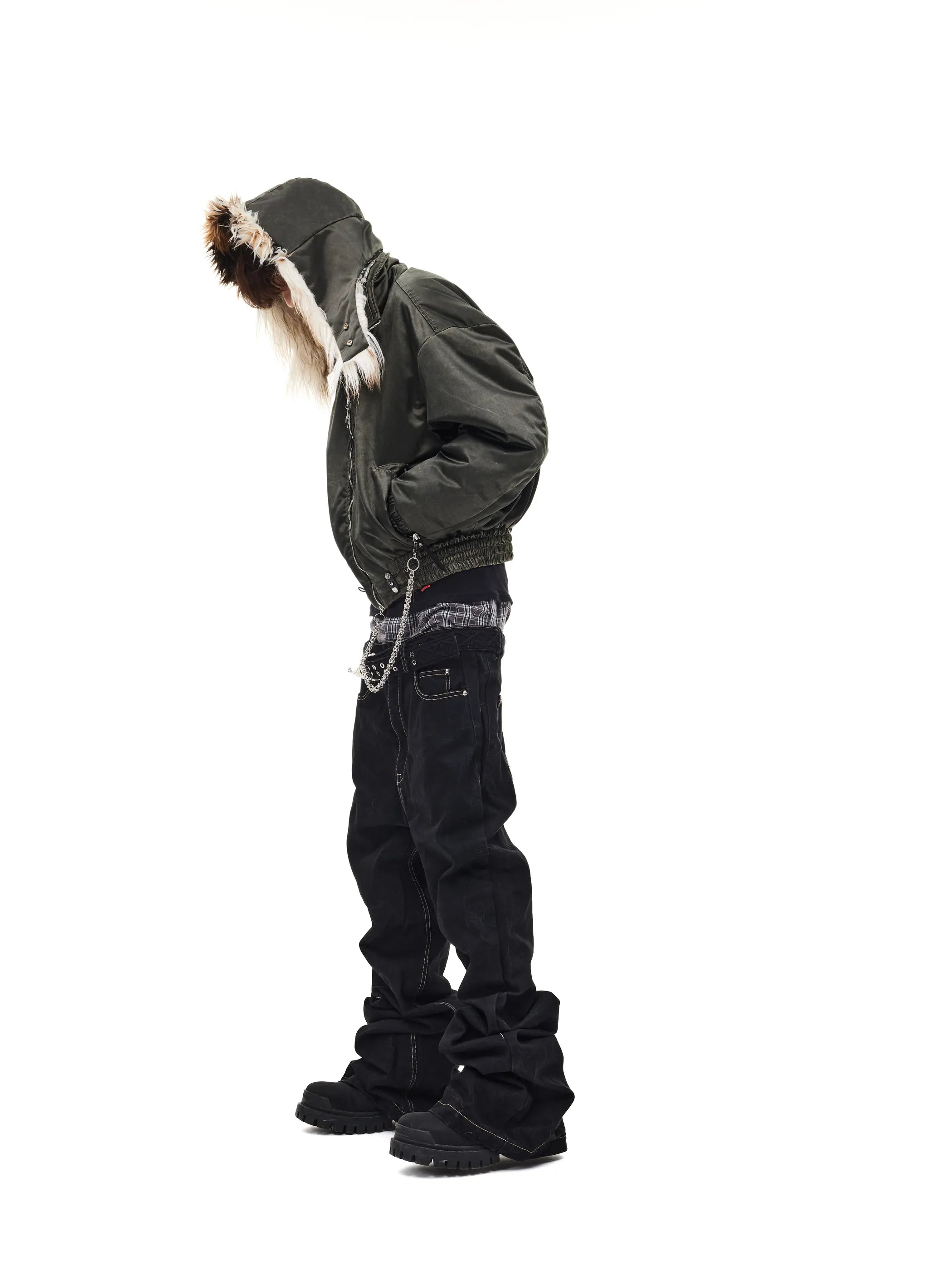 Bomber jacket with detachable hood