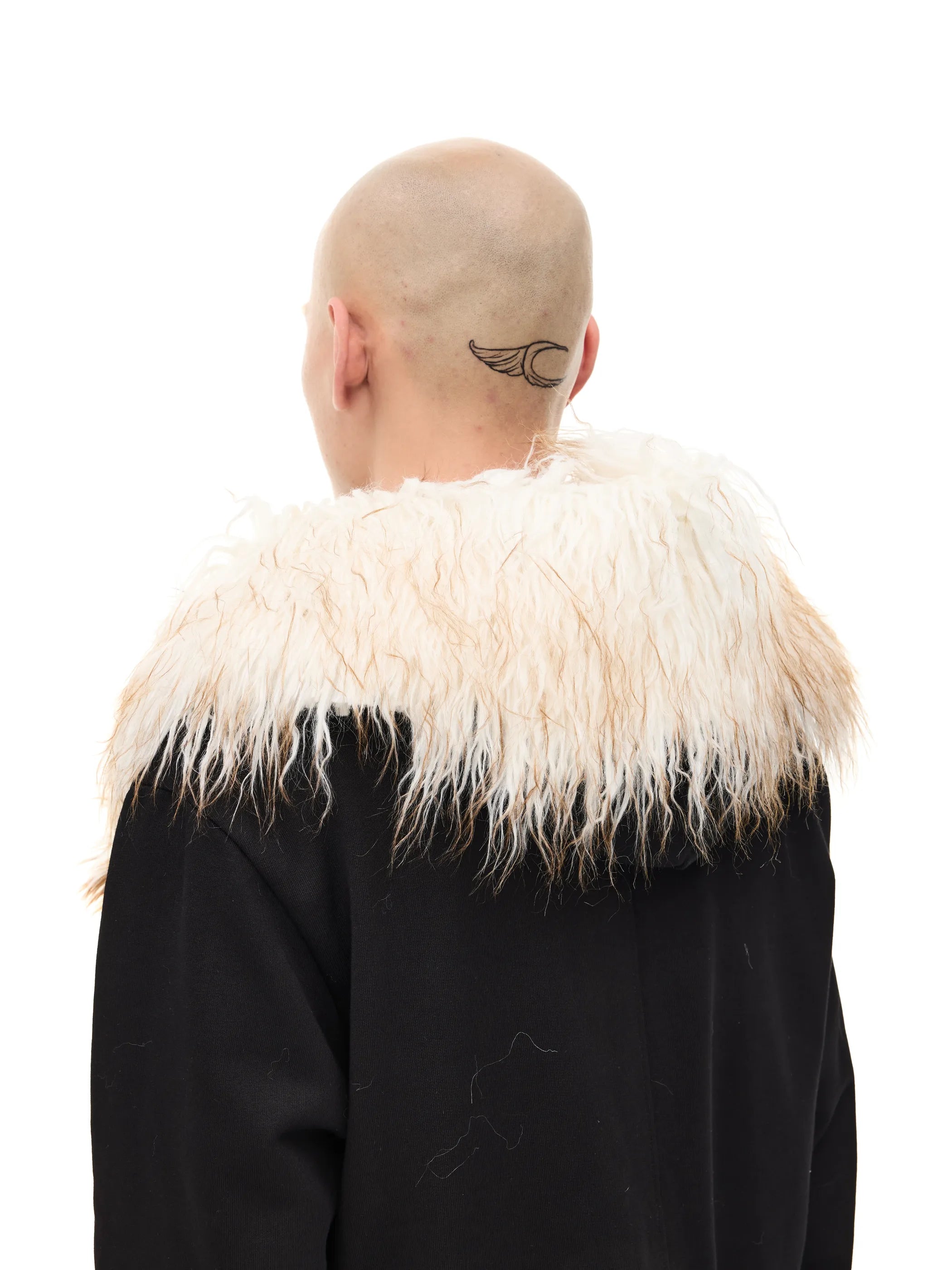 Fur-trimmed slim-fit hooded sweatshirt
