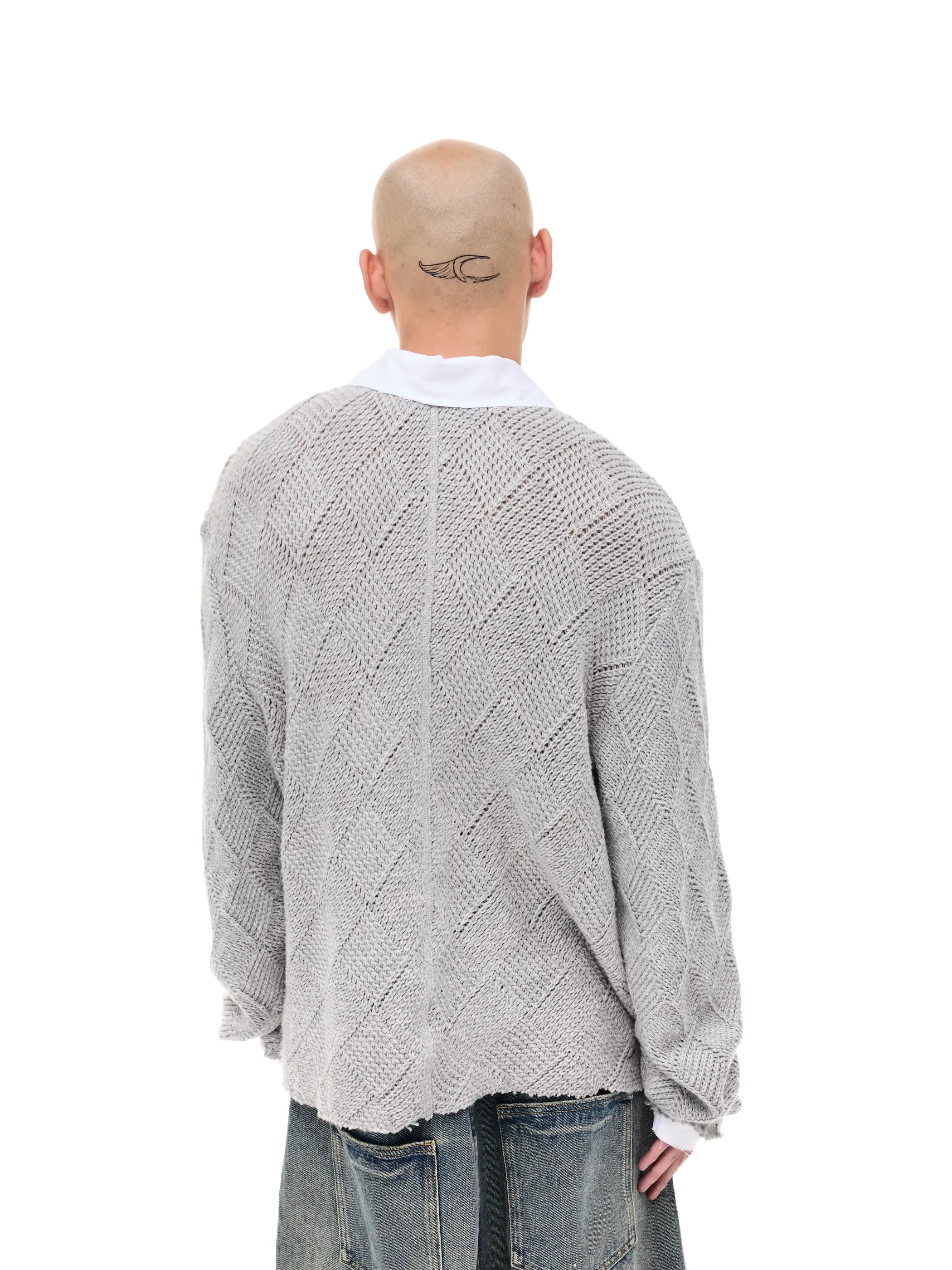 Knitted Argyle Polo Sweater