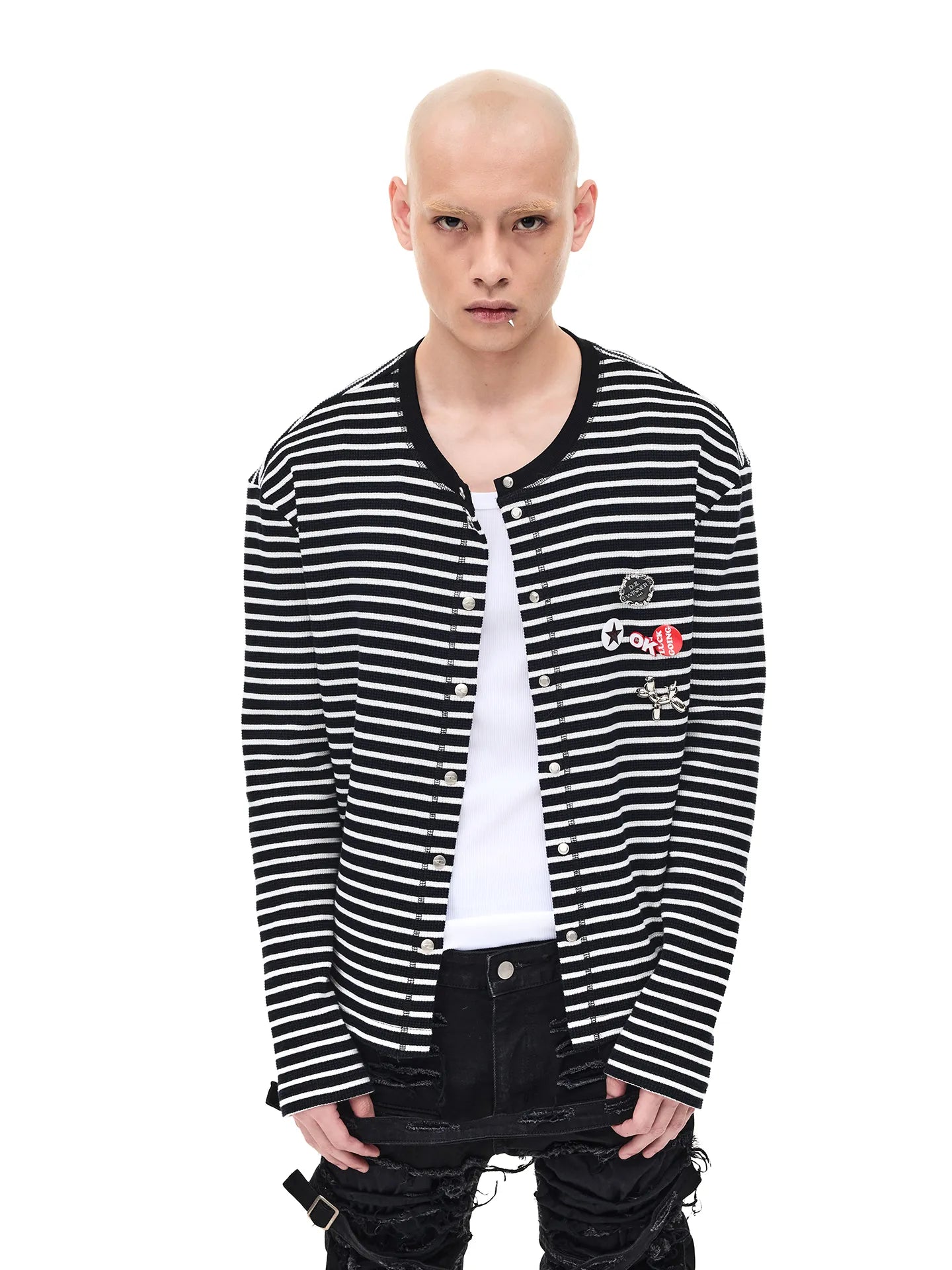 Striped Slim Knit Cardigan