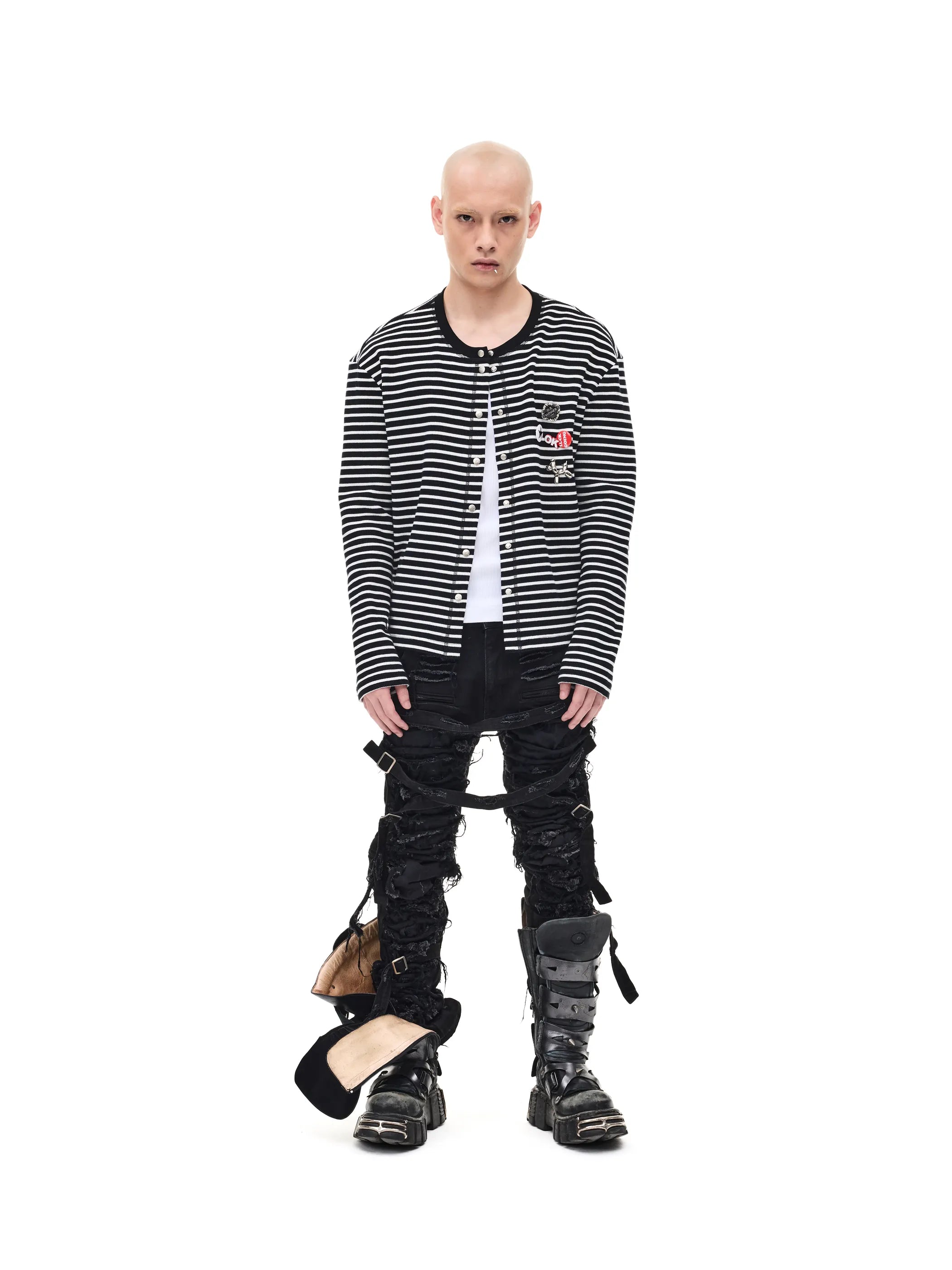 Striped Slim Knit Cardigan