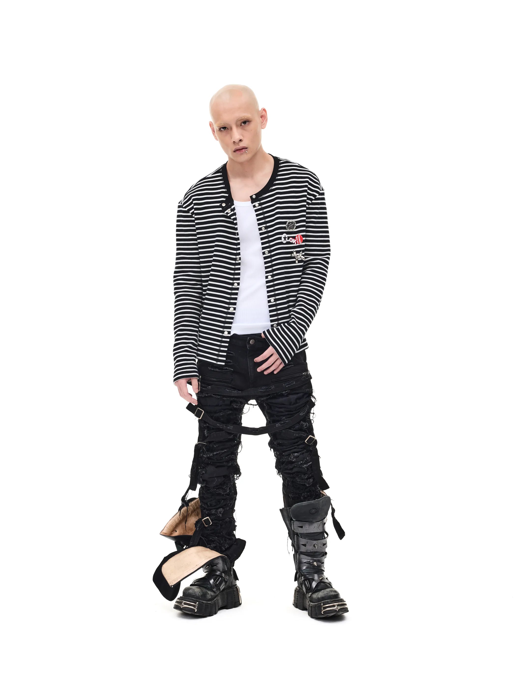 Striped Slim Knit Cardigan