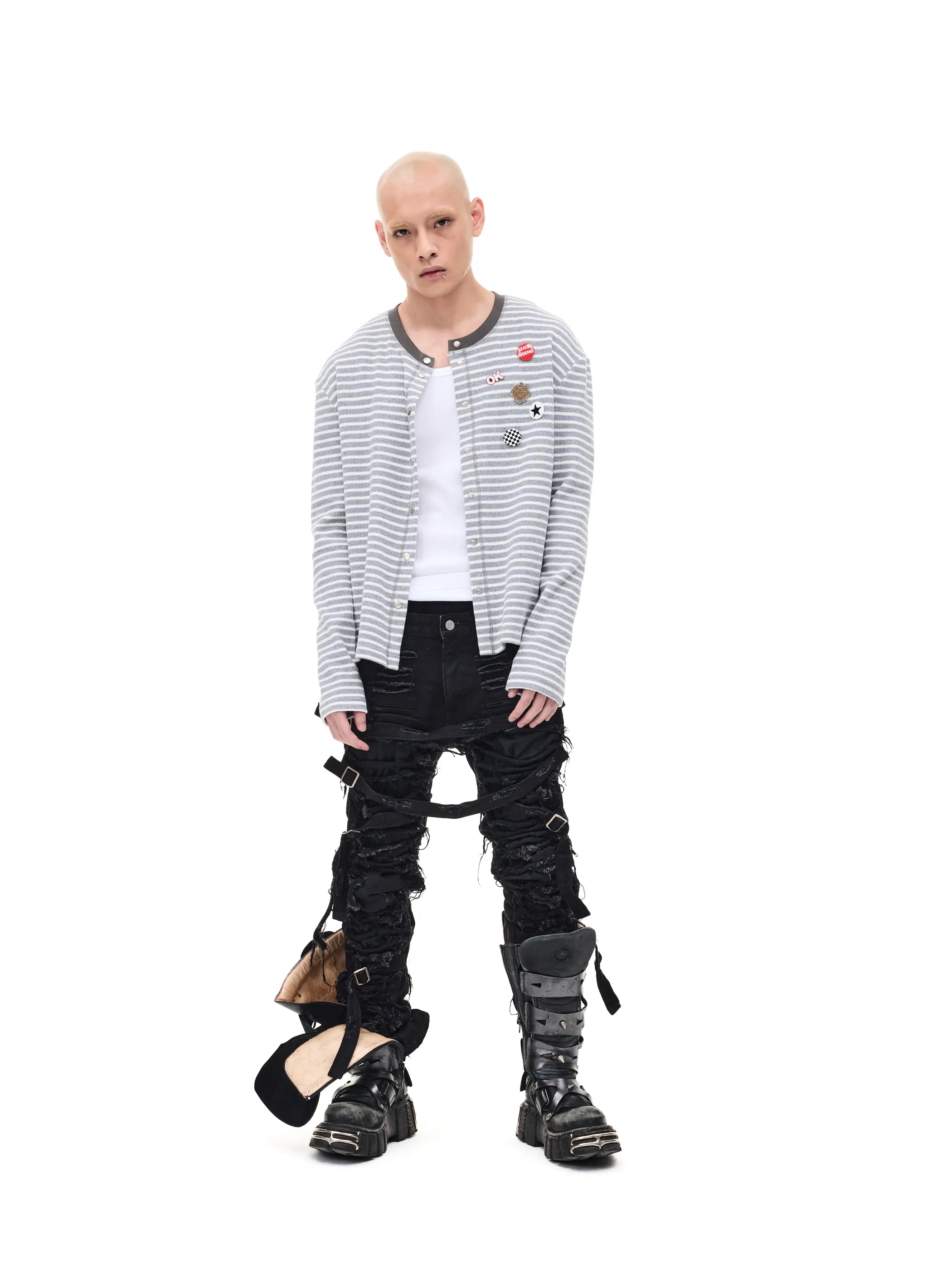 Striped Slim Knit Cardigan