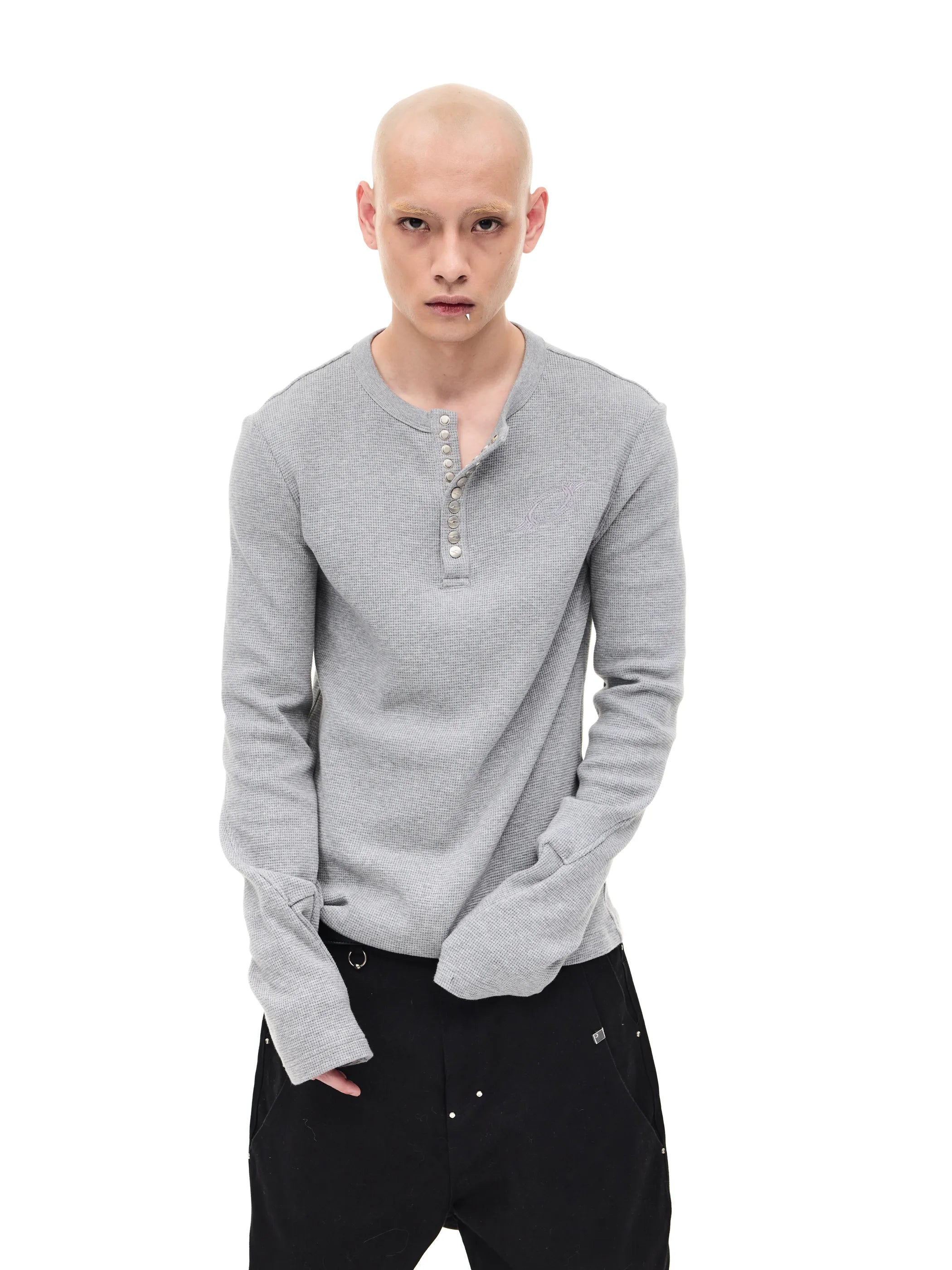Waffle-knit Structured-shoulder Tee