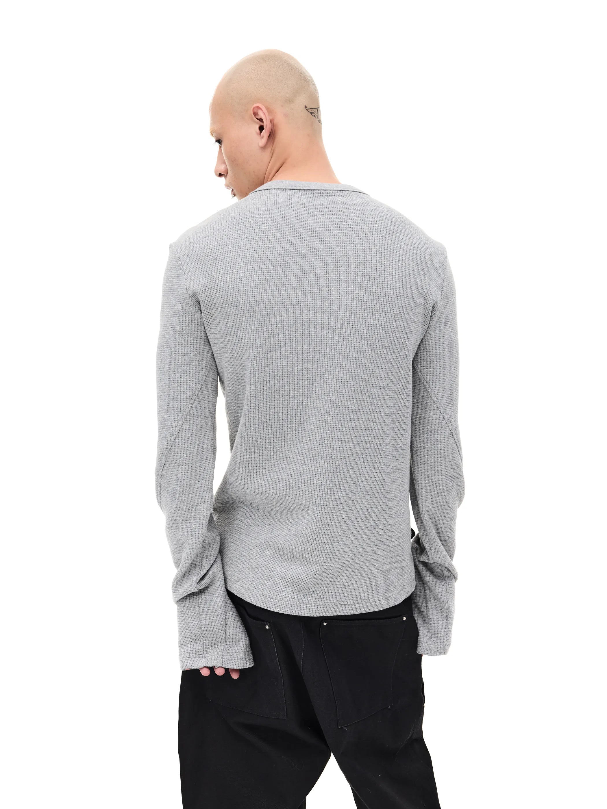 Waffle-knit Structured-shoulder Tee