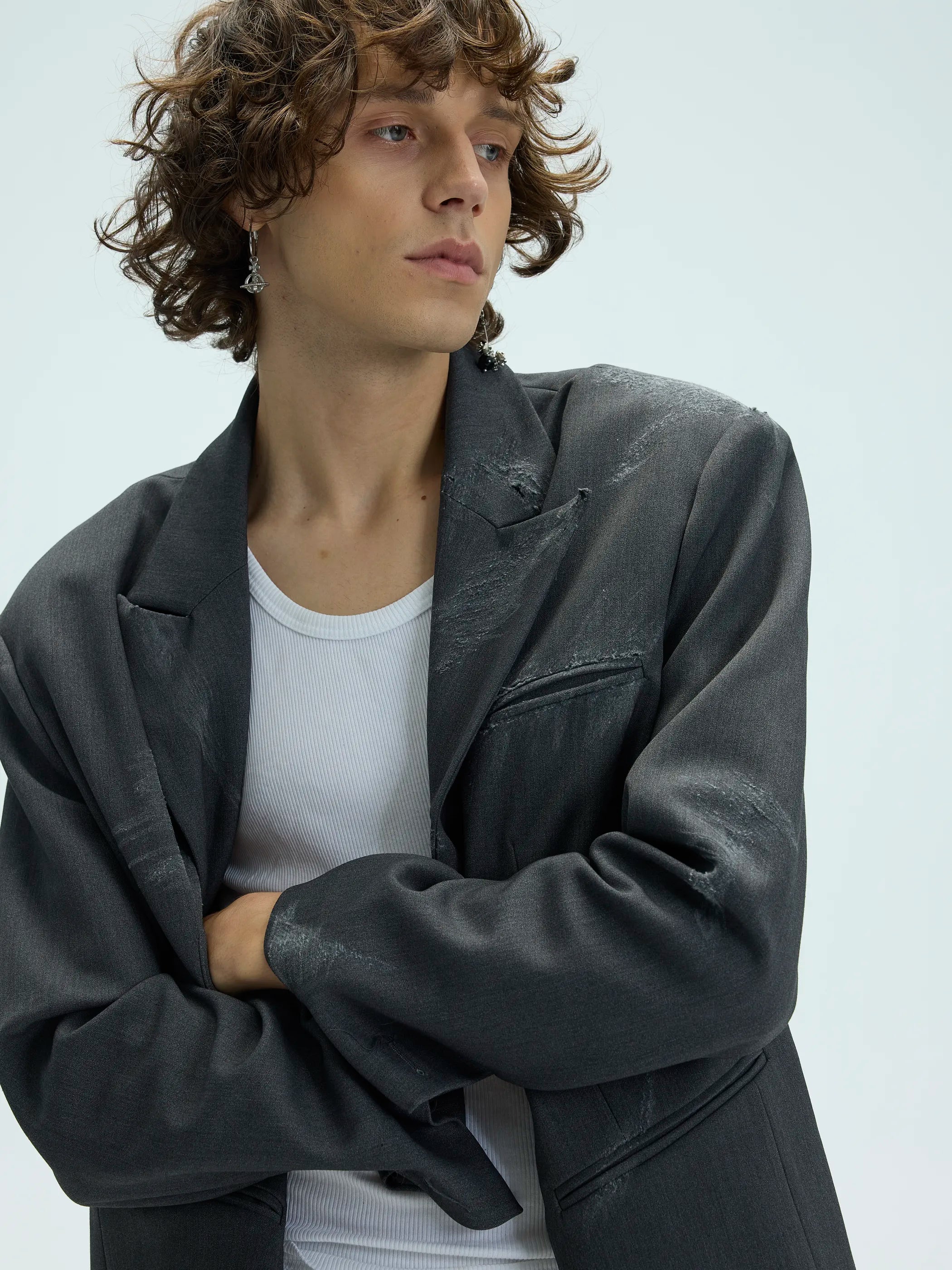 Model shot of Artisan-Worn Tailored Blazer 5