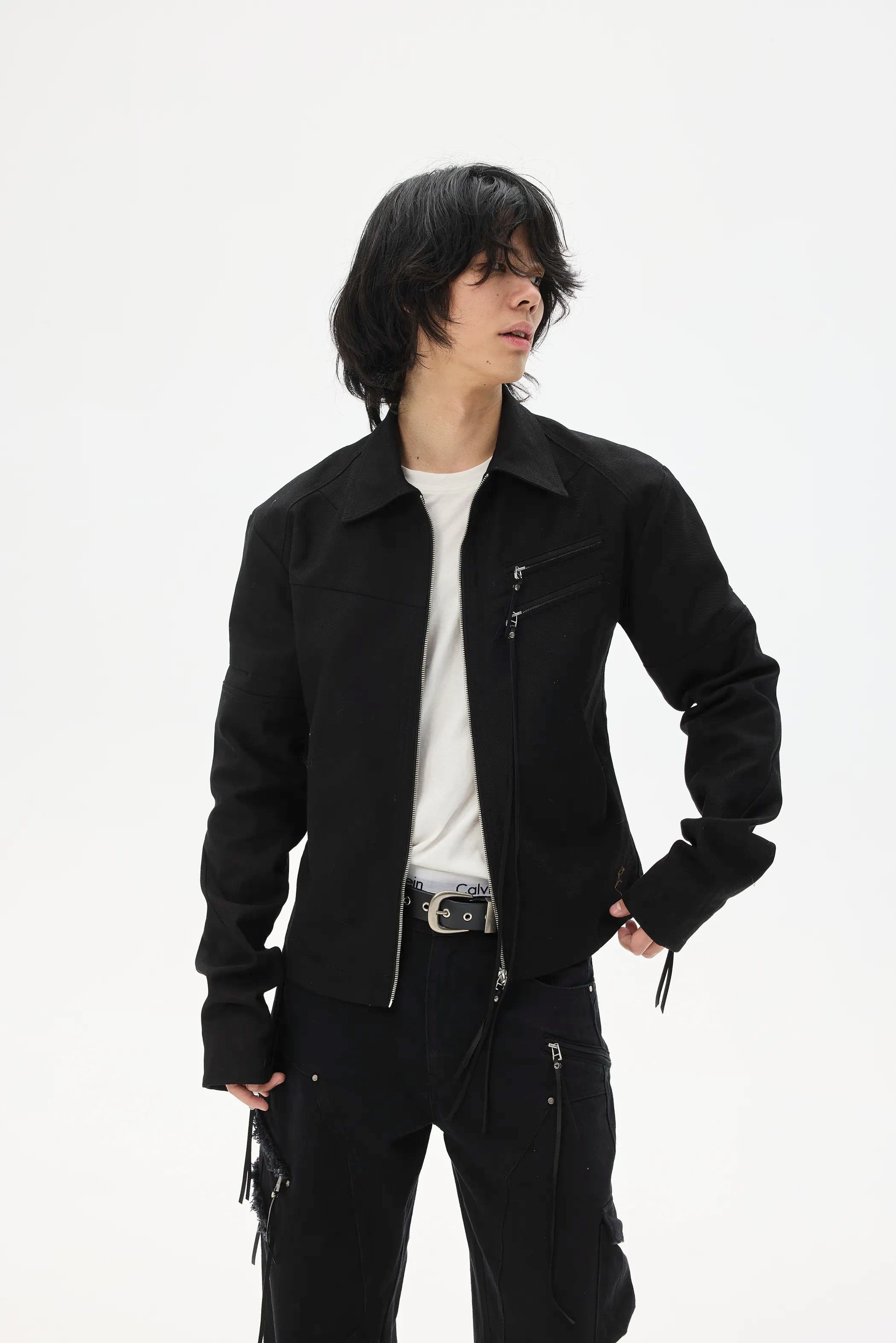 Main shot of Custom Leather-Lace Zip Jacket