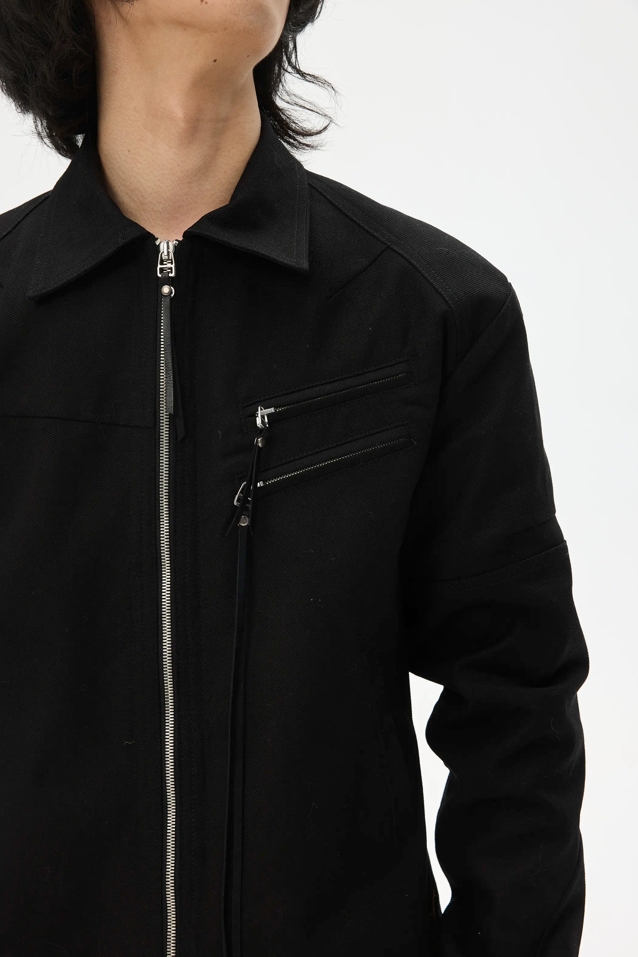 Model shot of Custom Leather-Lace Zip Jacket 5