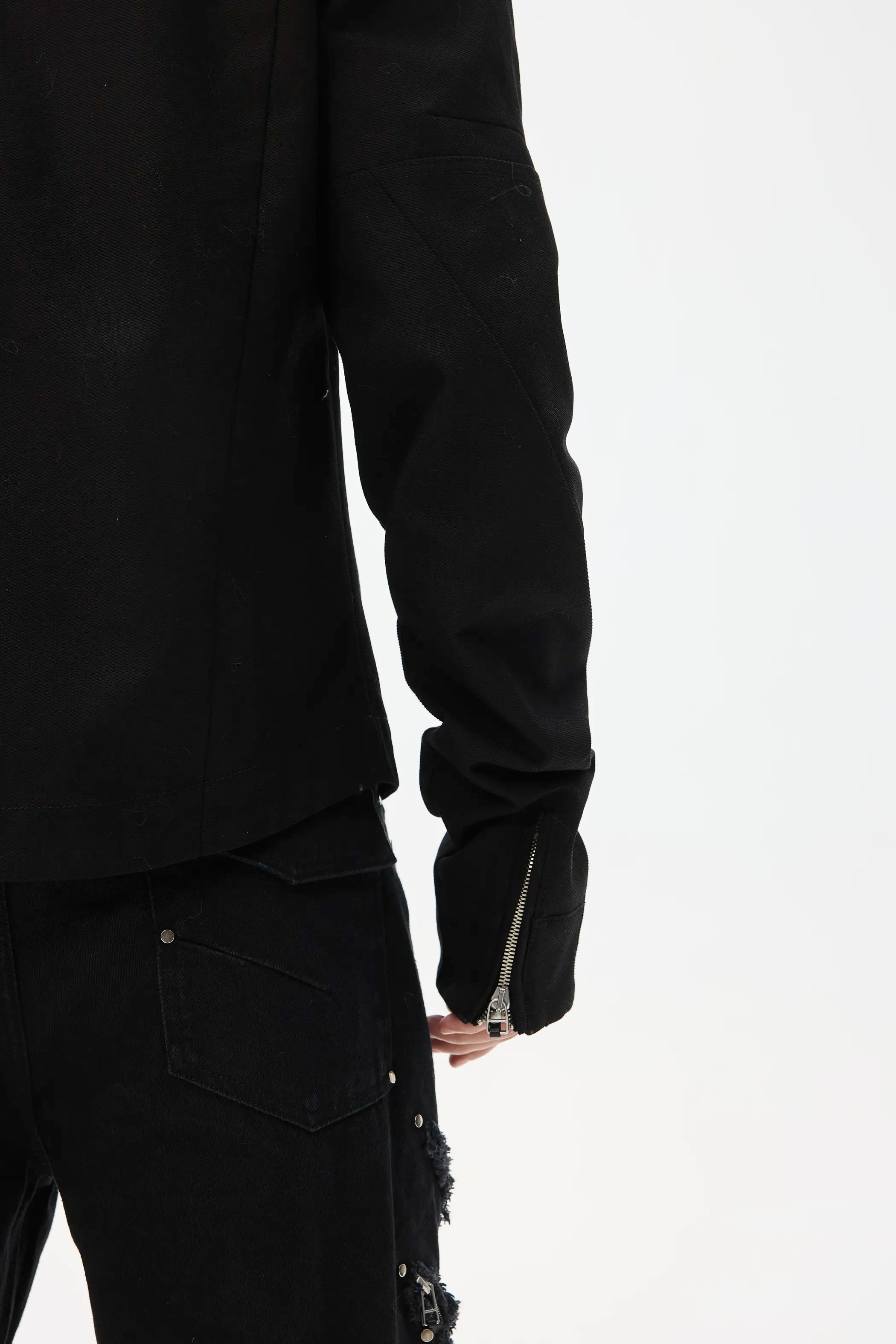 Model shot of Custom Leather-Lace Zip Jacket 6