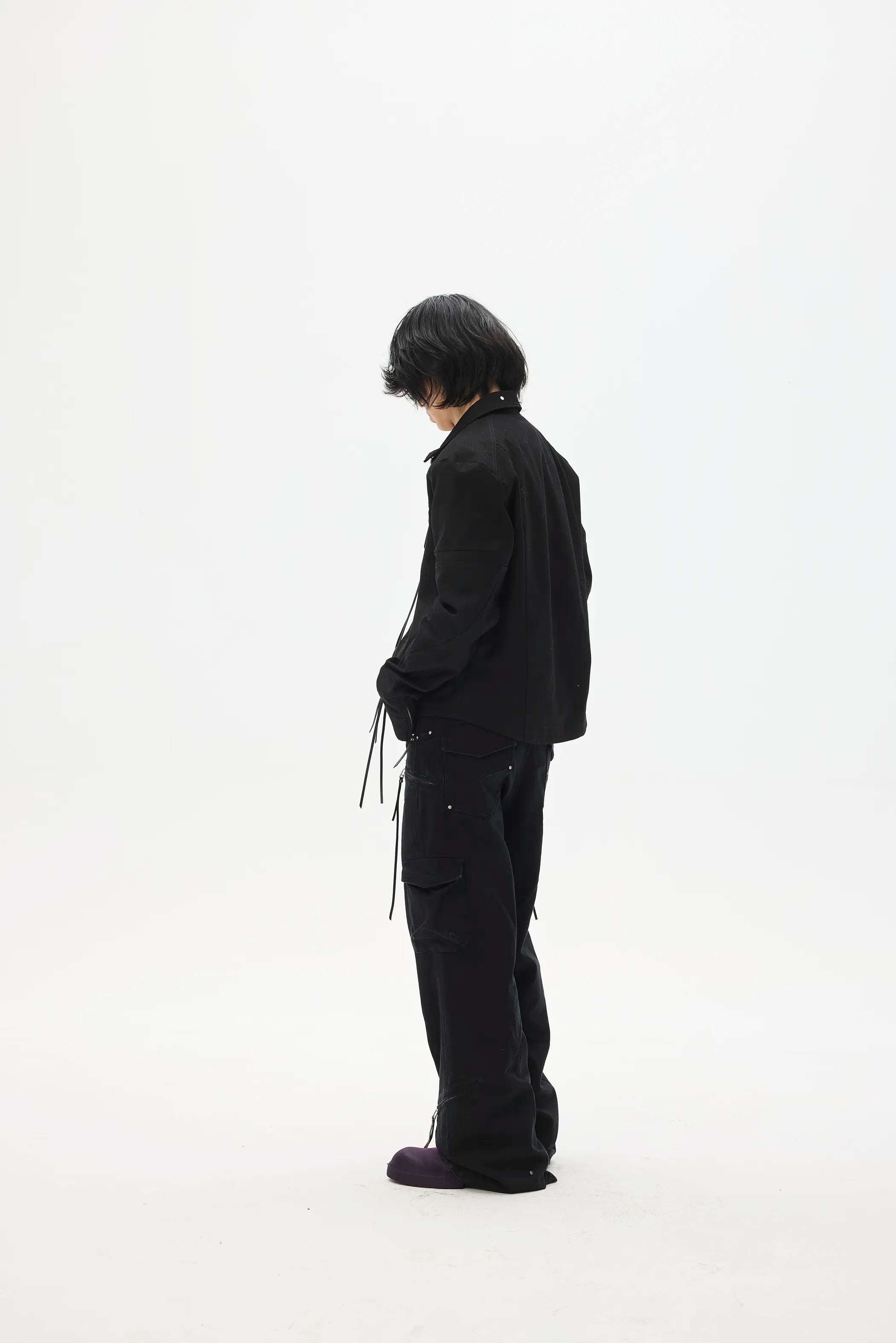 Model shot of Custom Leather-Lace Zip Jacket 8