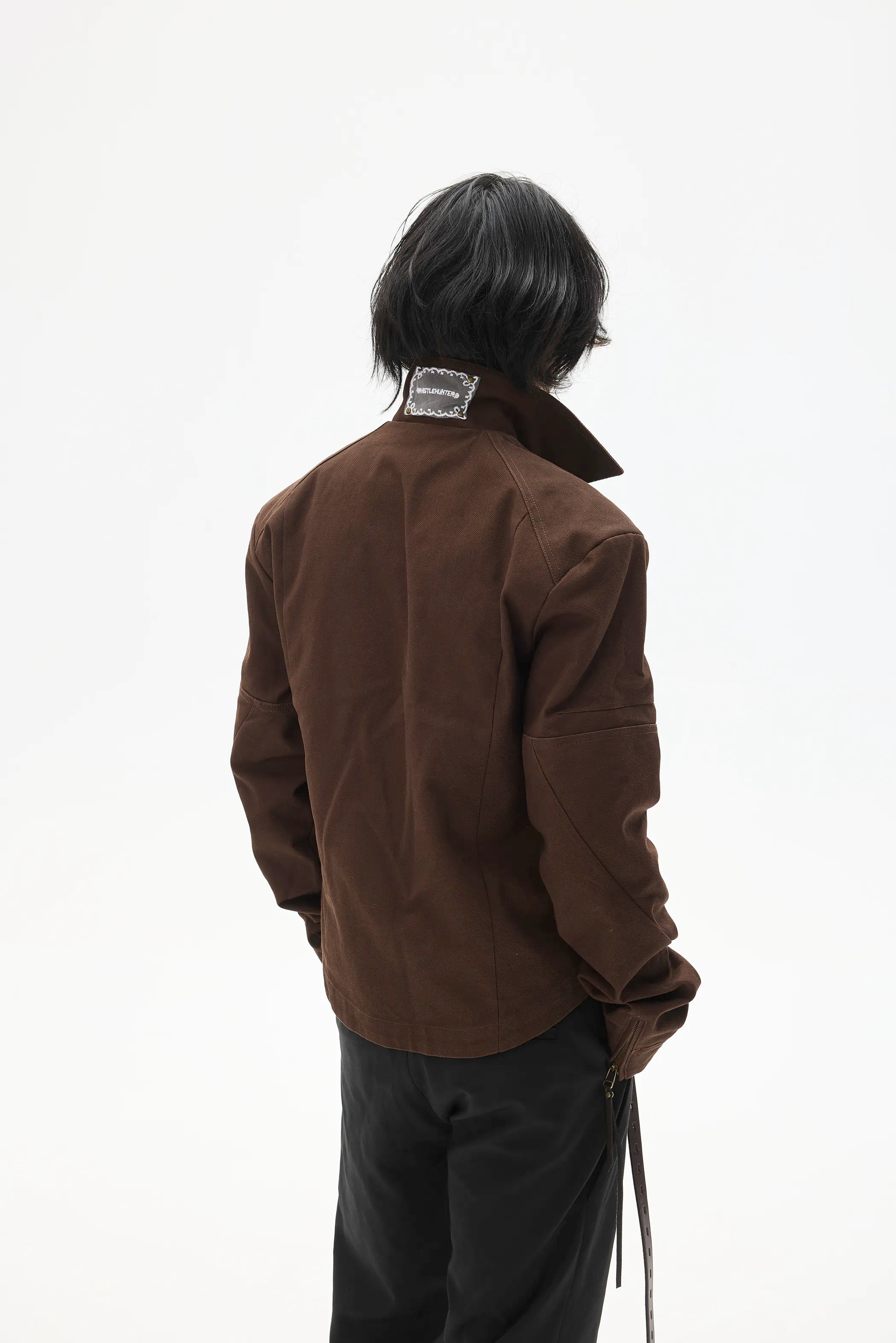 Model shot of Custom Leather-Lace Zip Jacket 4