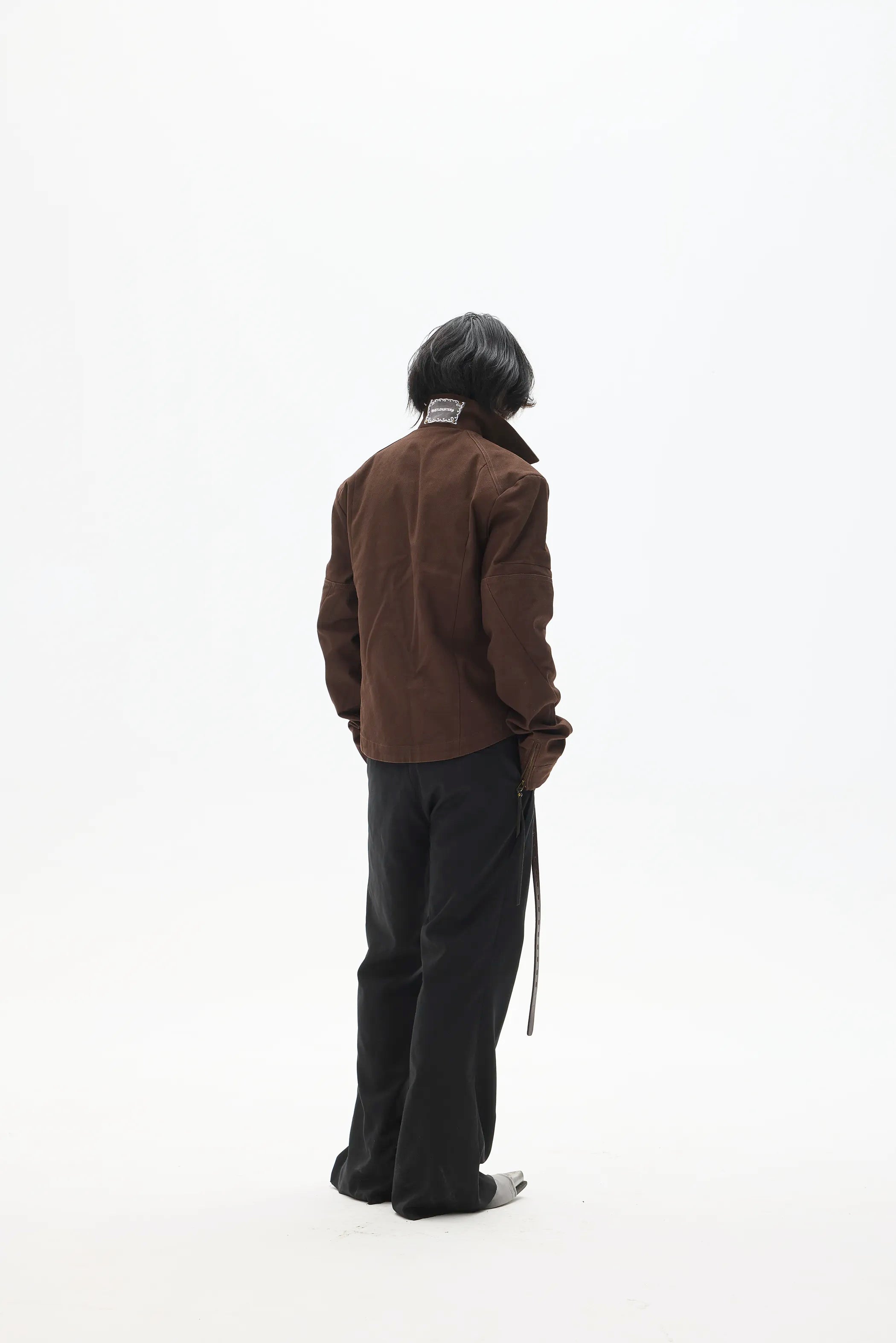Model shot of Custom Leather-Lace Zip Jacket 9