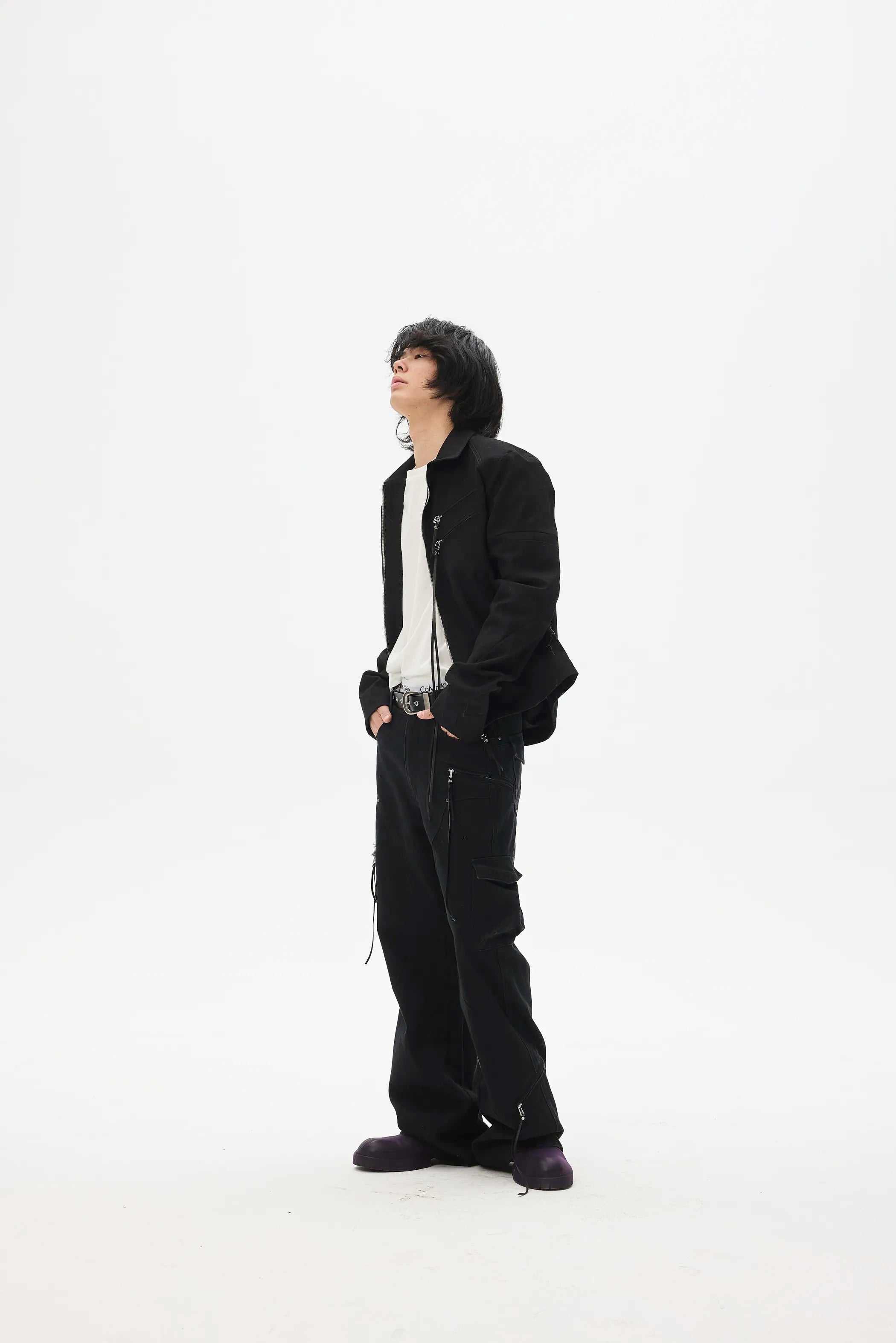Model shot of Destroyed Denim with Deconstructed Pockets 11