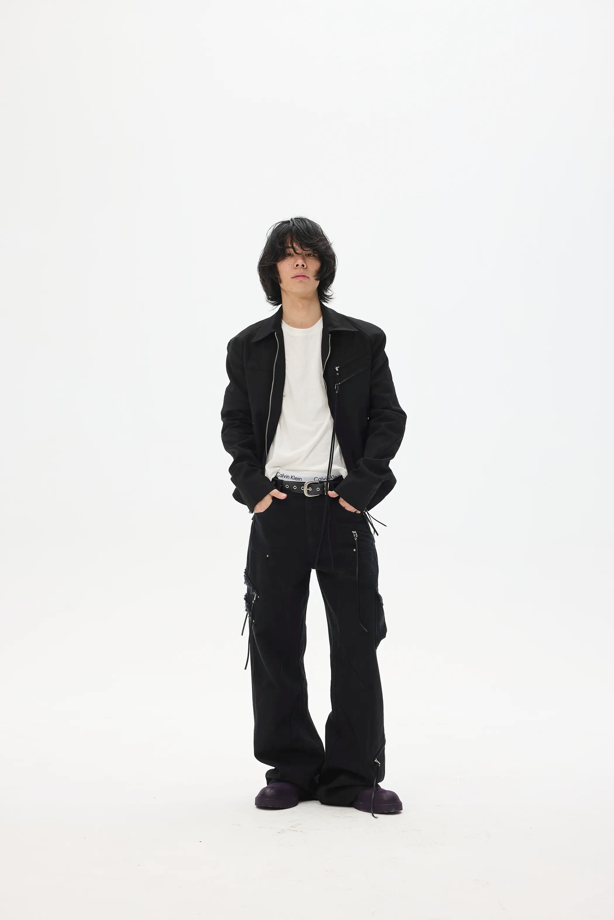 Model shot of Destroyed Denim with Deconstructed Pockets 2