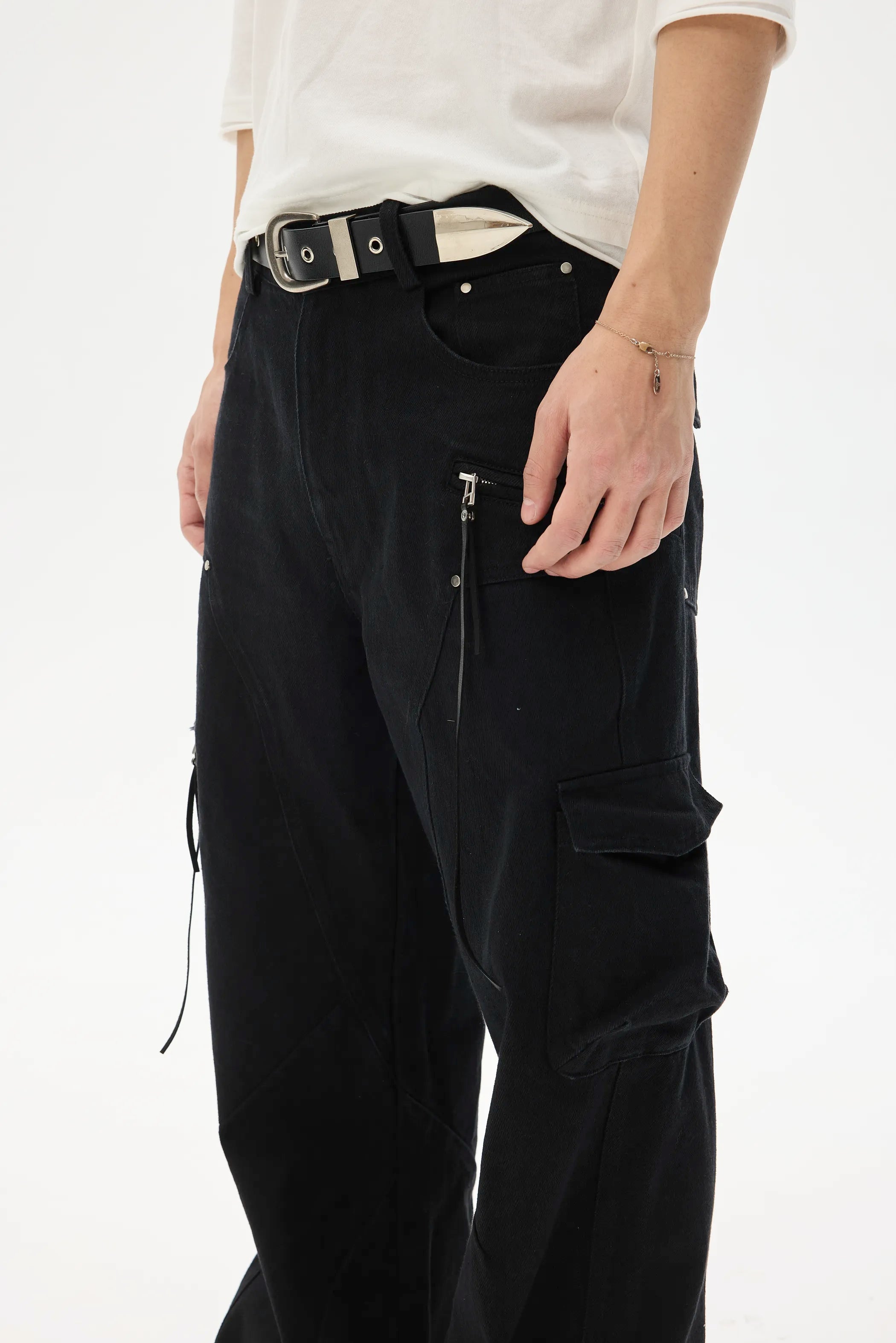 Model shot of Destroyed Denim with Deconstructed Pockets 3