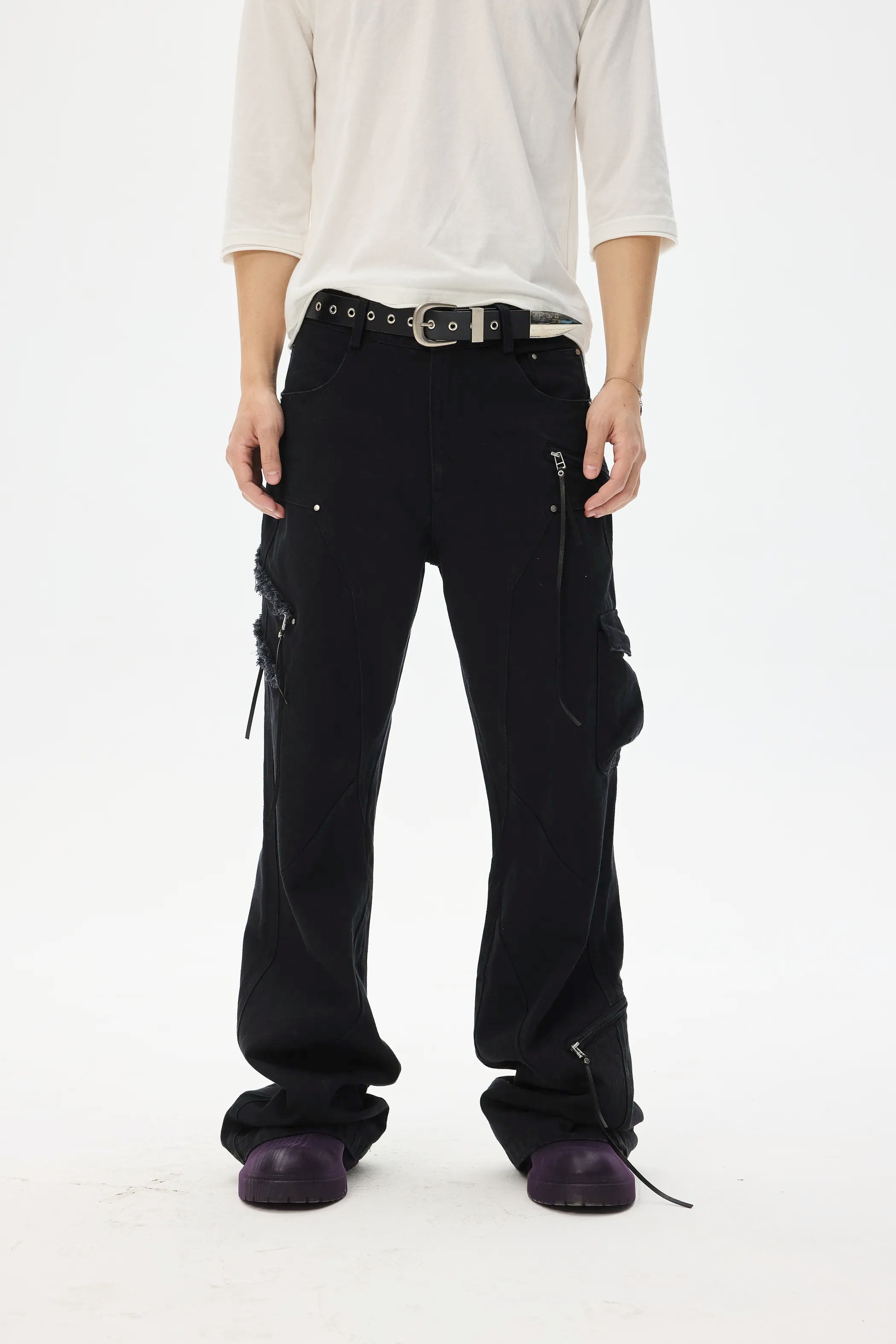 Model shot of Destroyed Denim with Deconstructed Pockets 7