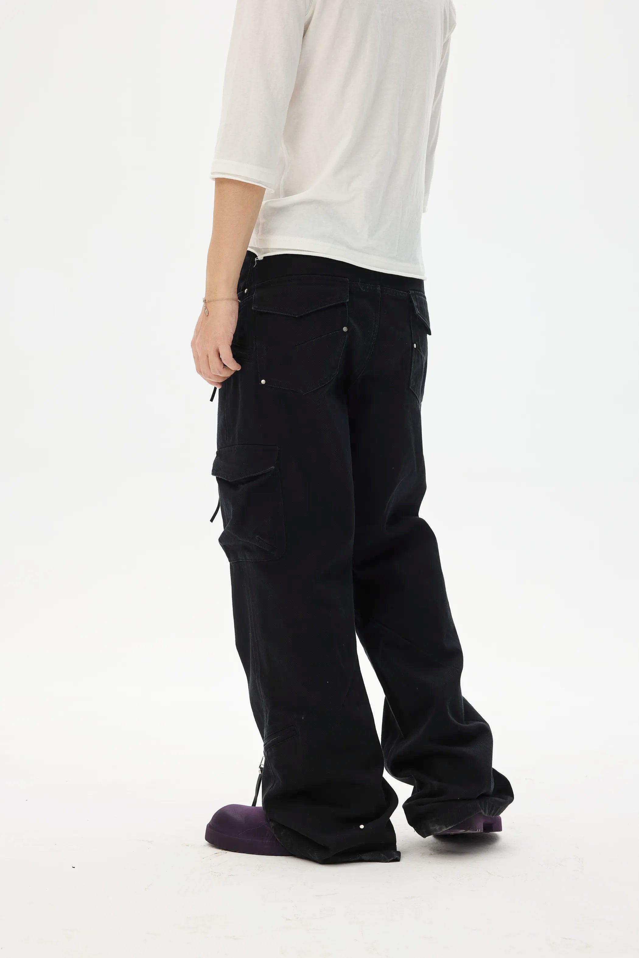 Model shot of Destroyed Denim with Deconstructed Pockets 9