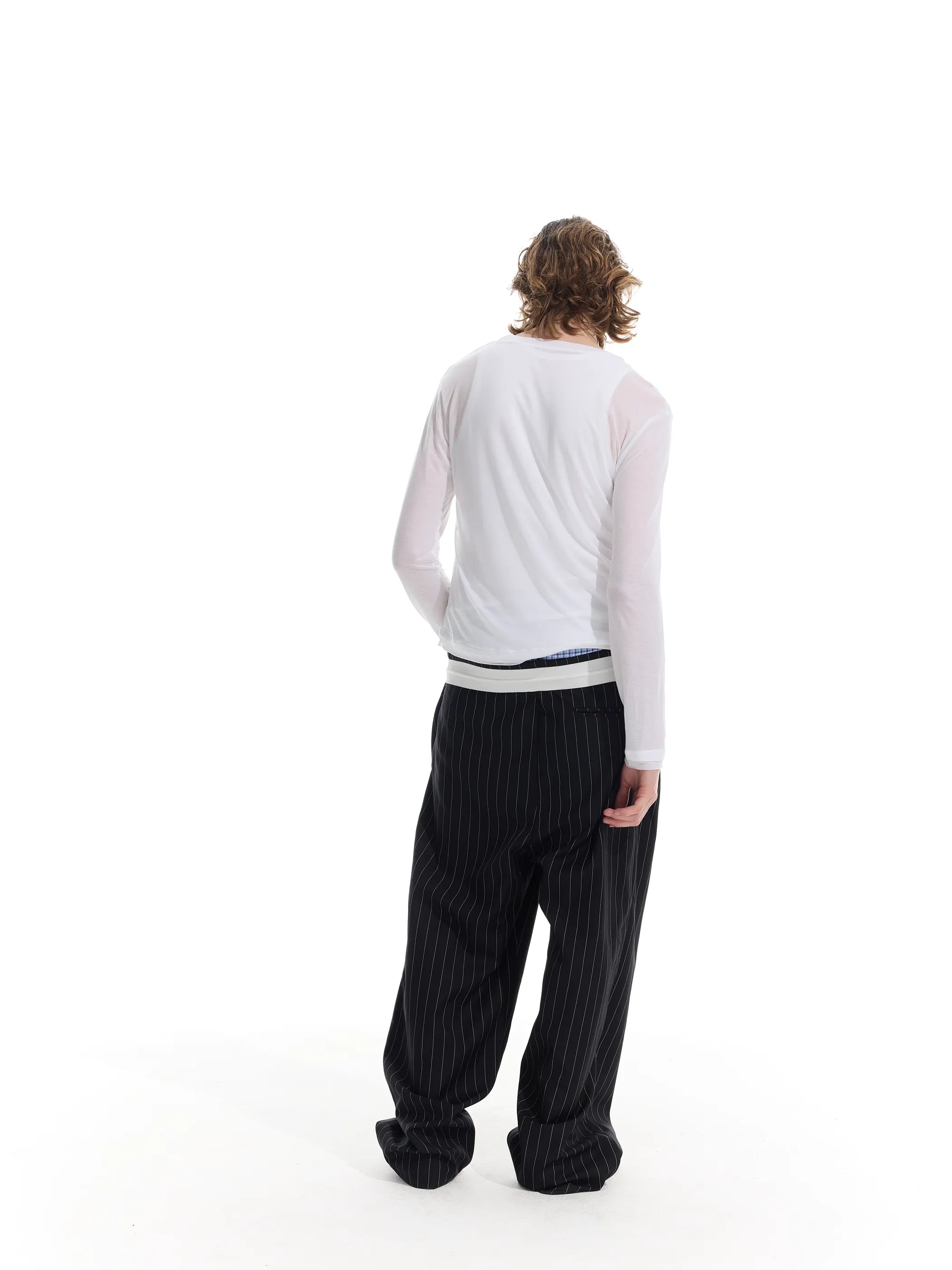 Model shot of Drawstring Stripe Trousers 10