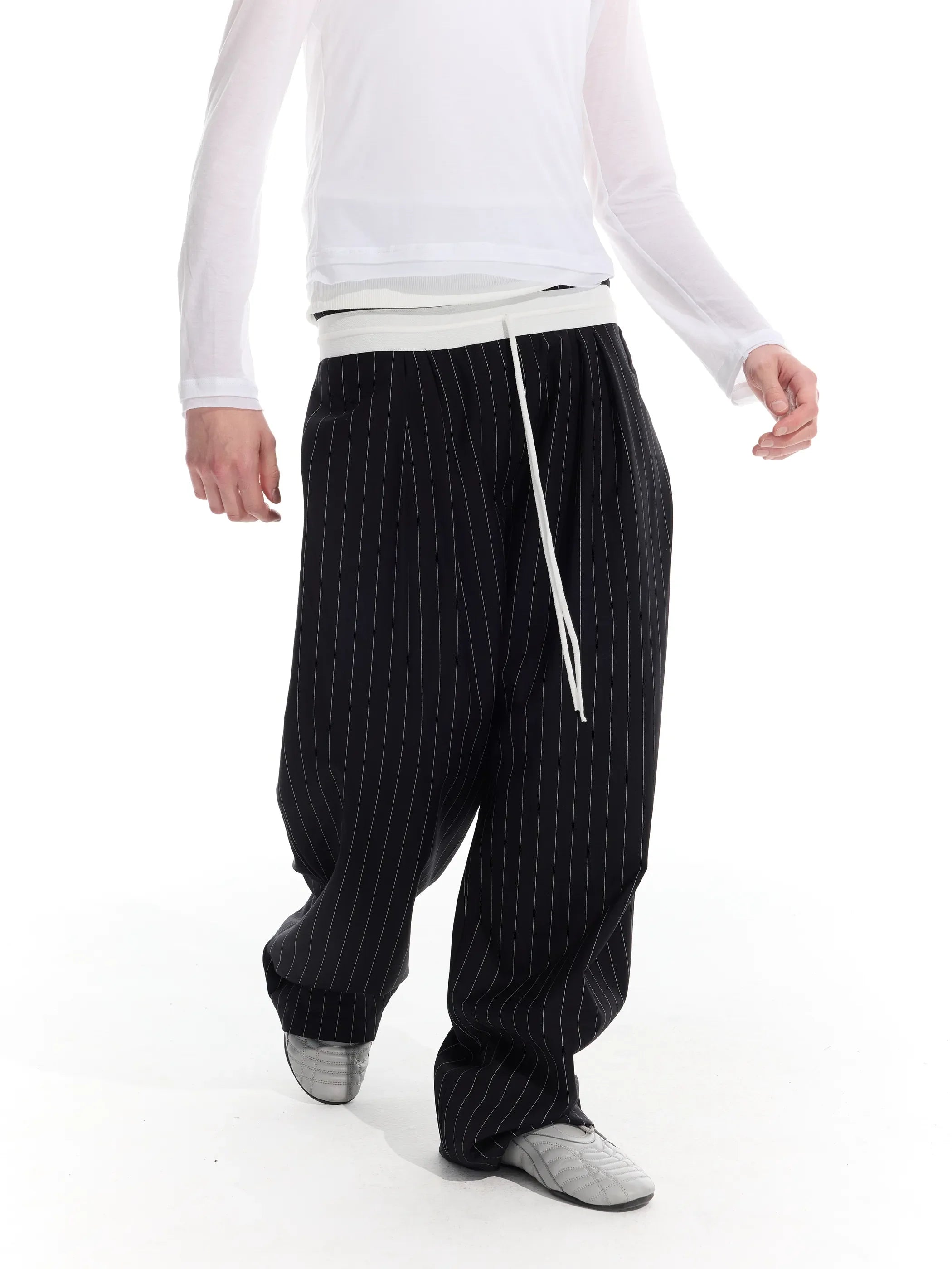 Main shot of Drawstring Stripe Trousers