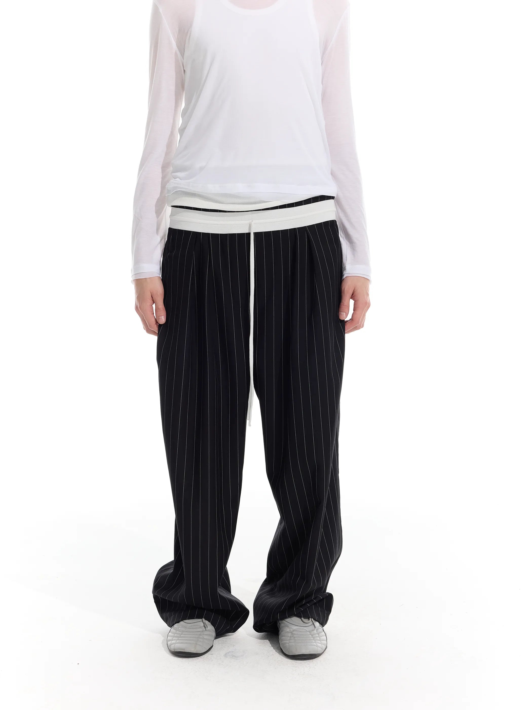 Model shot of Drawstring Stripe Trousers 3