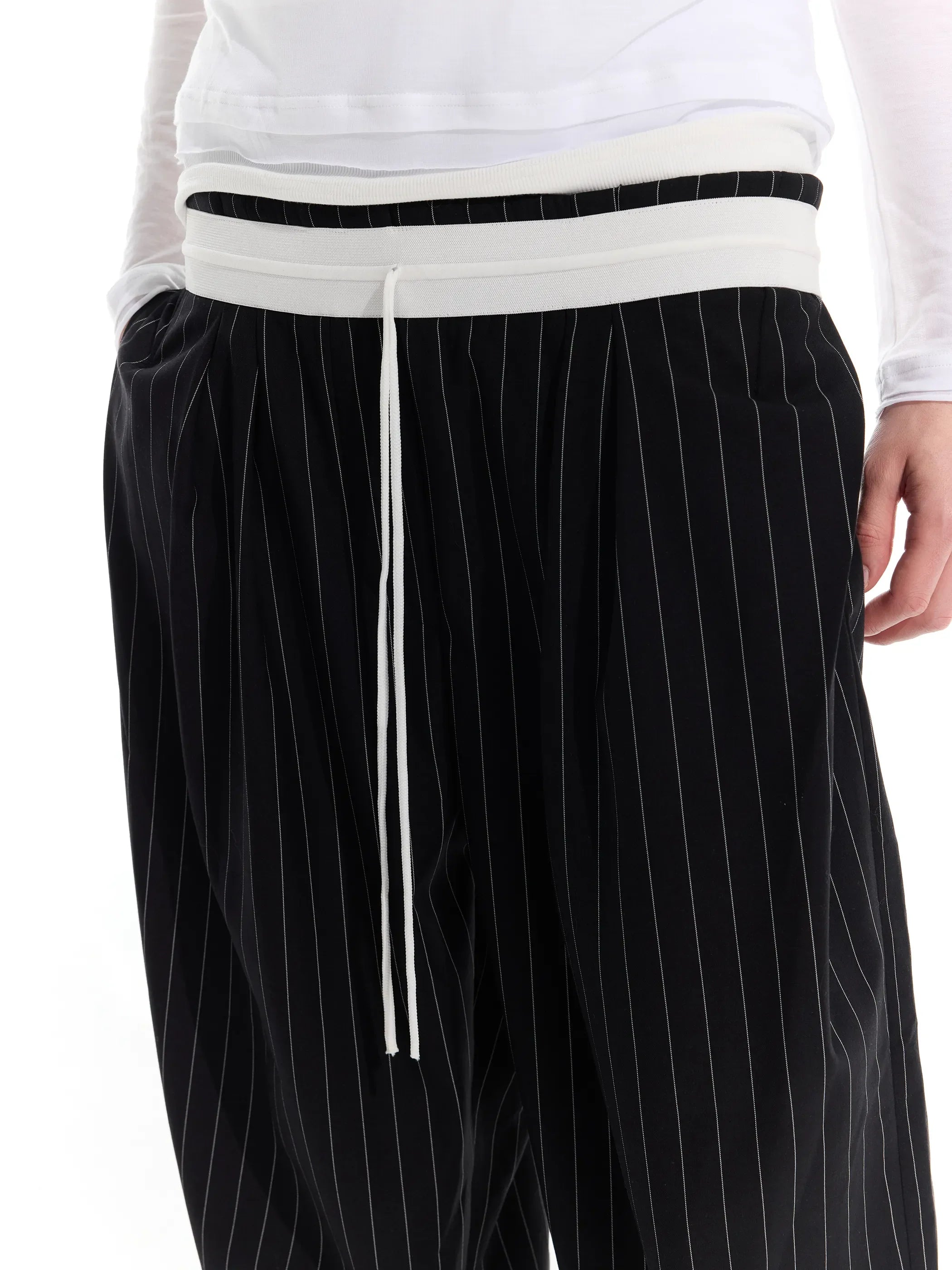 Model shot of Drawstring Stripe Trousers 6
