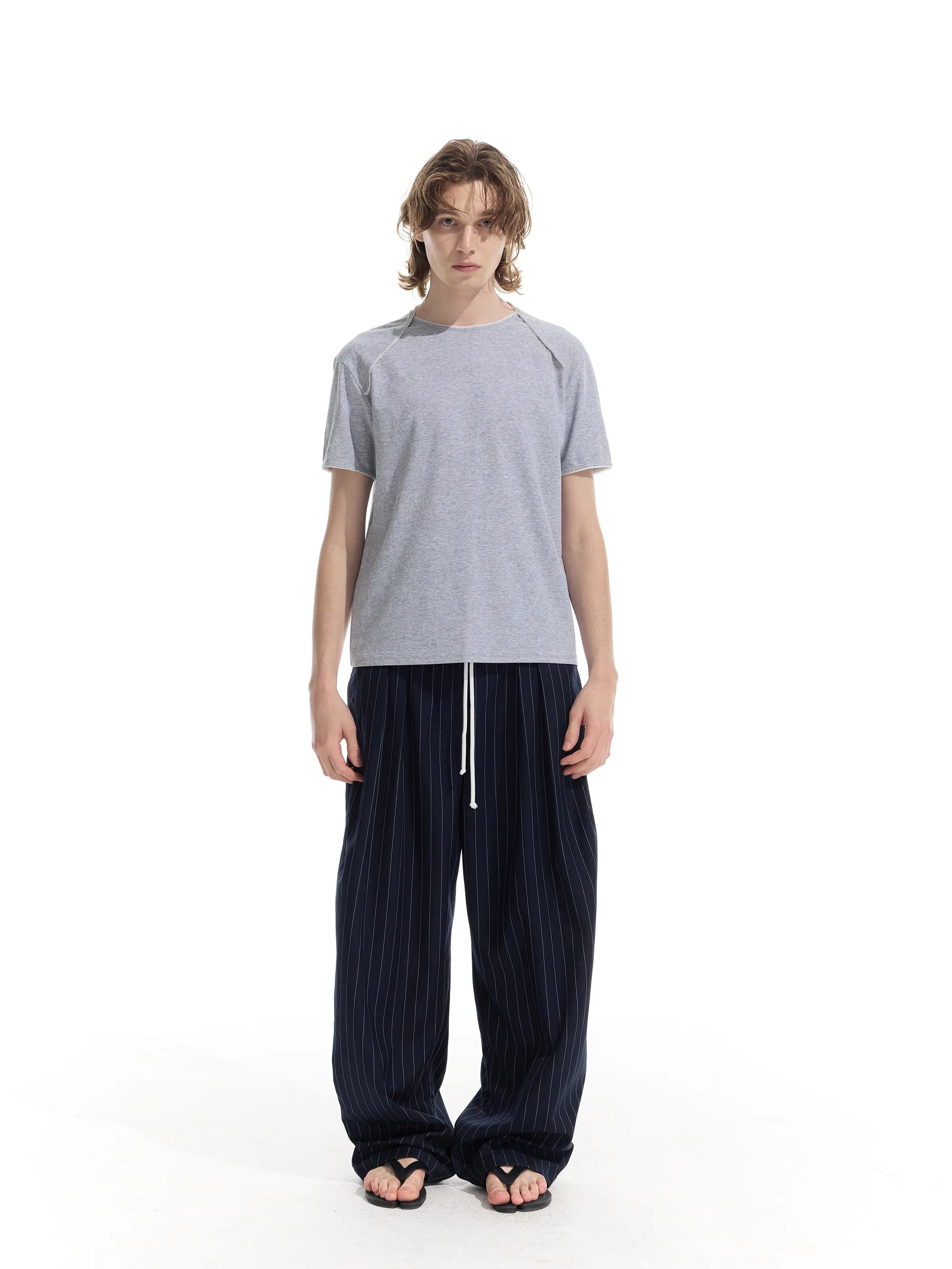 Model shot of Drawstring Stripe Trousers 2