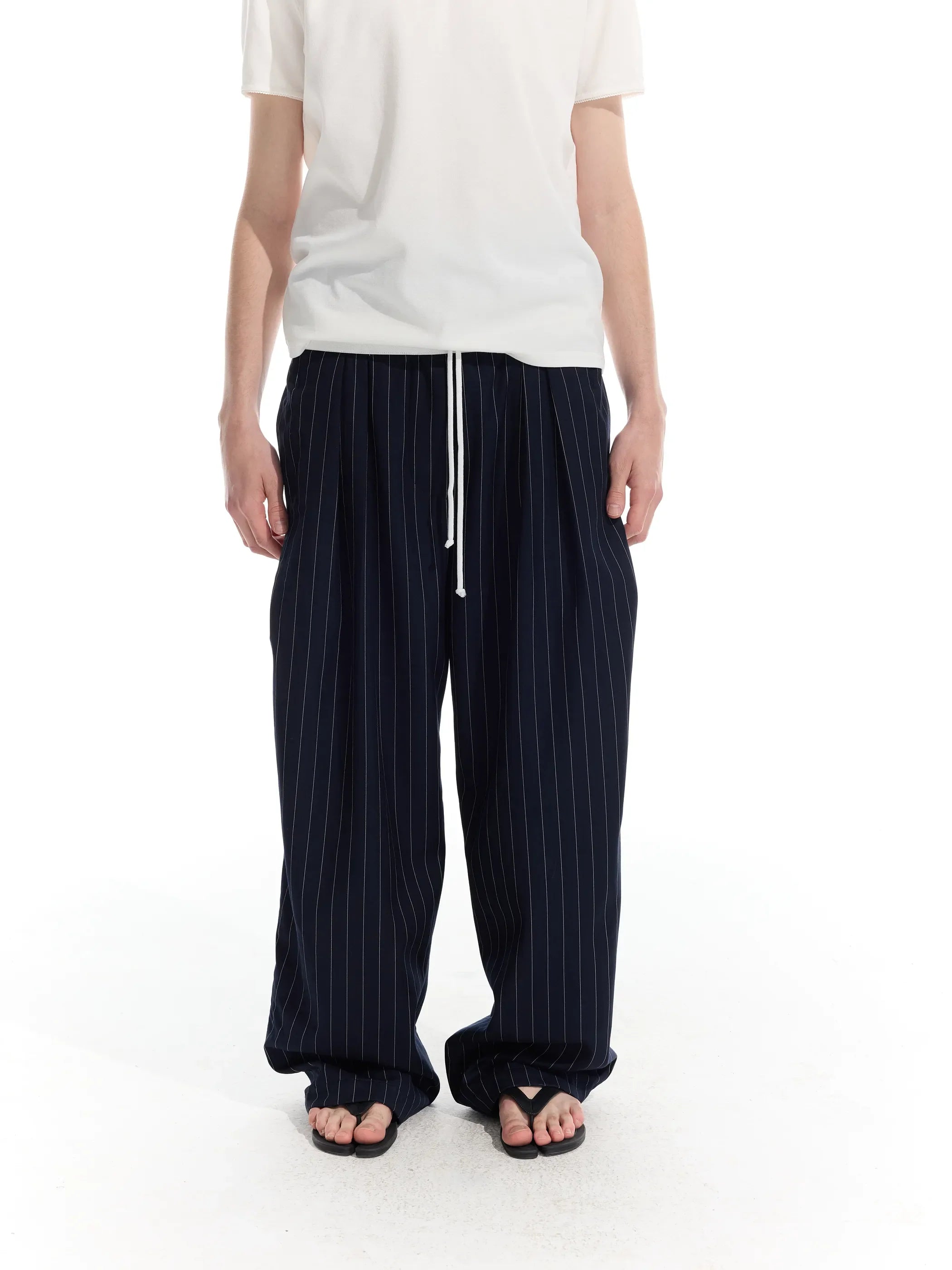 Main shot of Drawstring Stripe Trousers