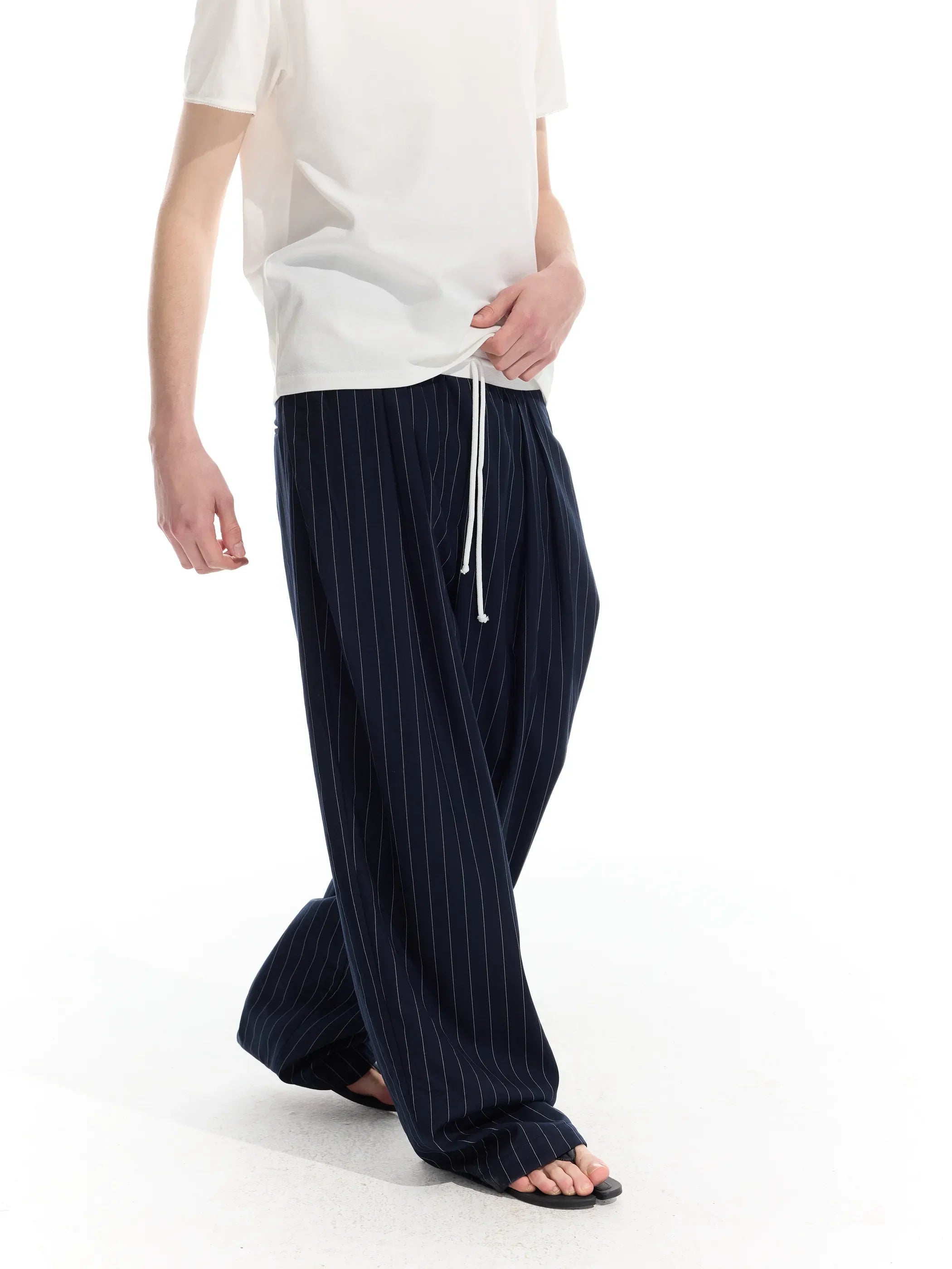 Model shot of Drawstring Stripe Trousers 4