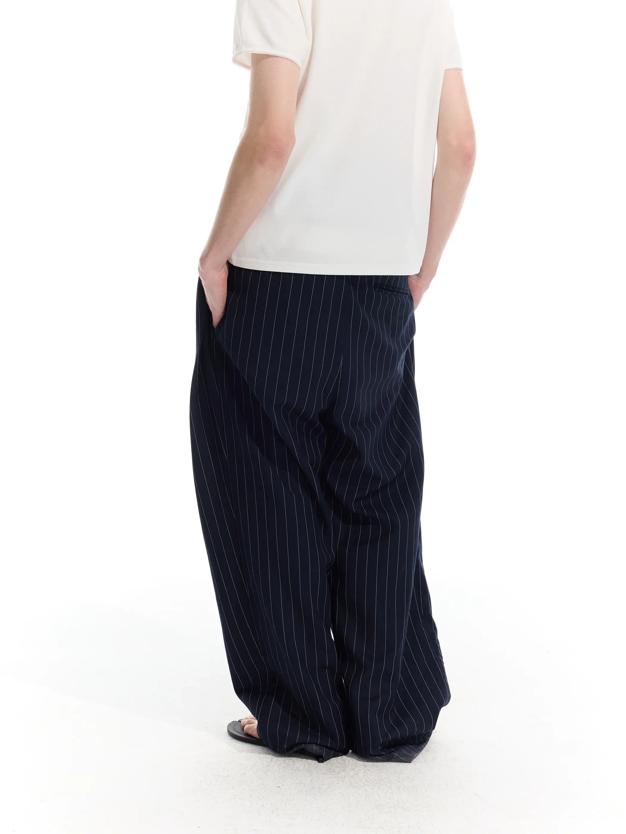 Model shot of Drawstring Stripe Trousers 6