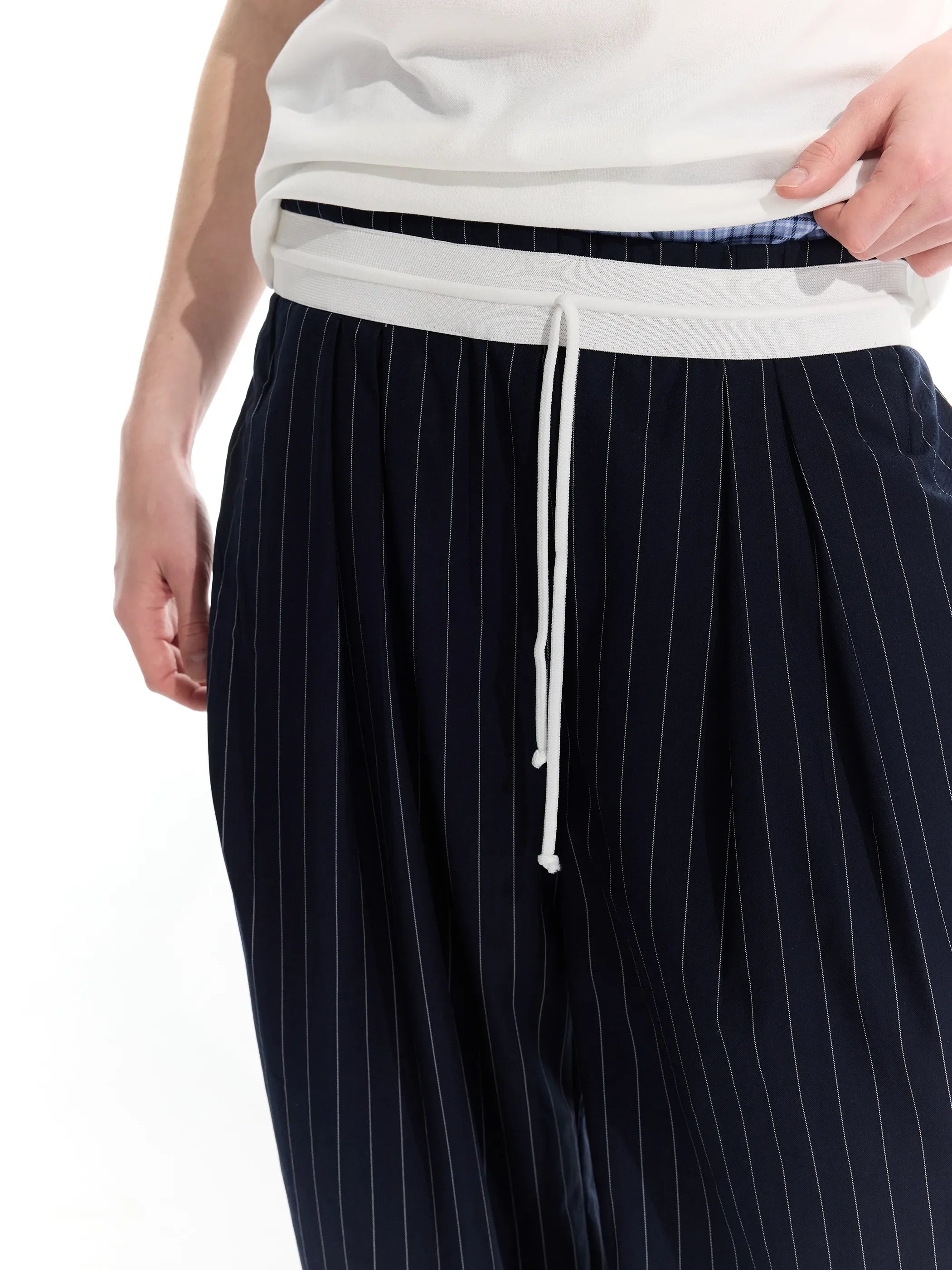 Model shot of Drawstring Stripe Trousers 7