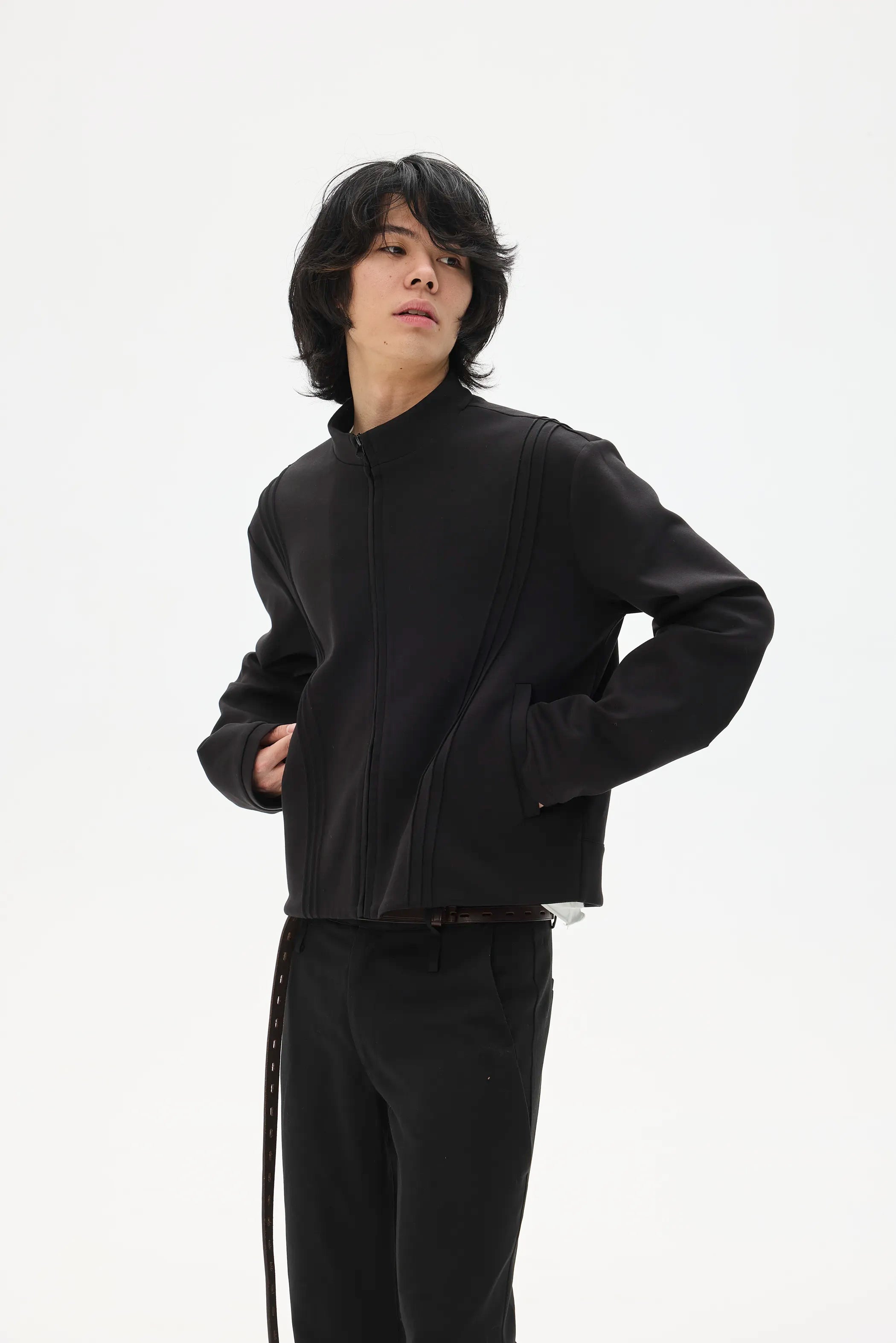 Main shot of Fleece Stand Collar Zip-Up Hoodie