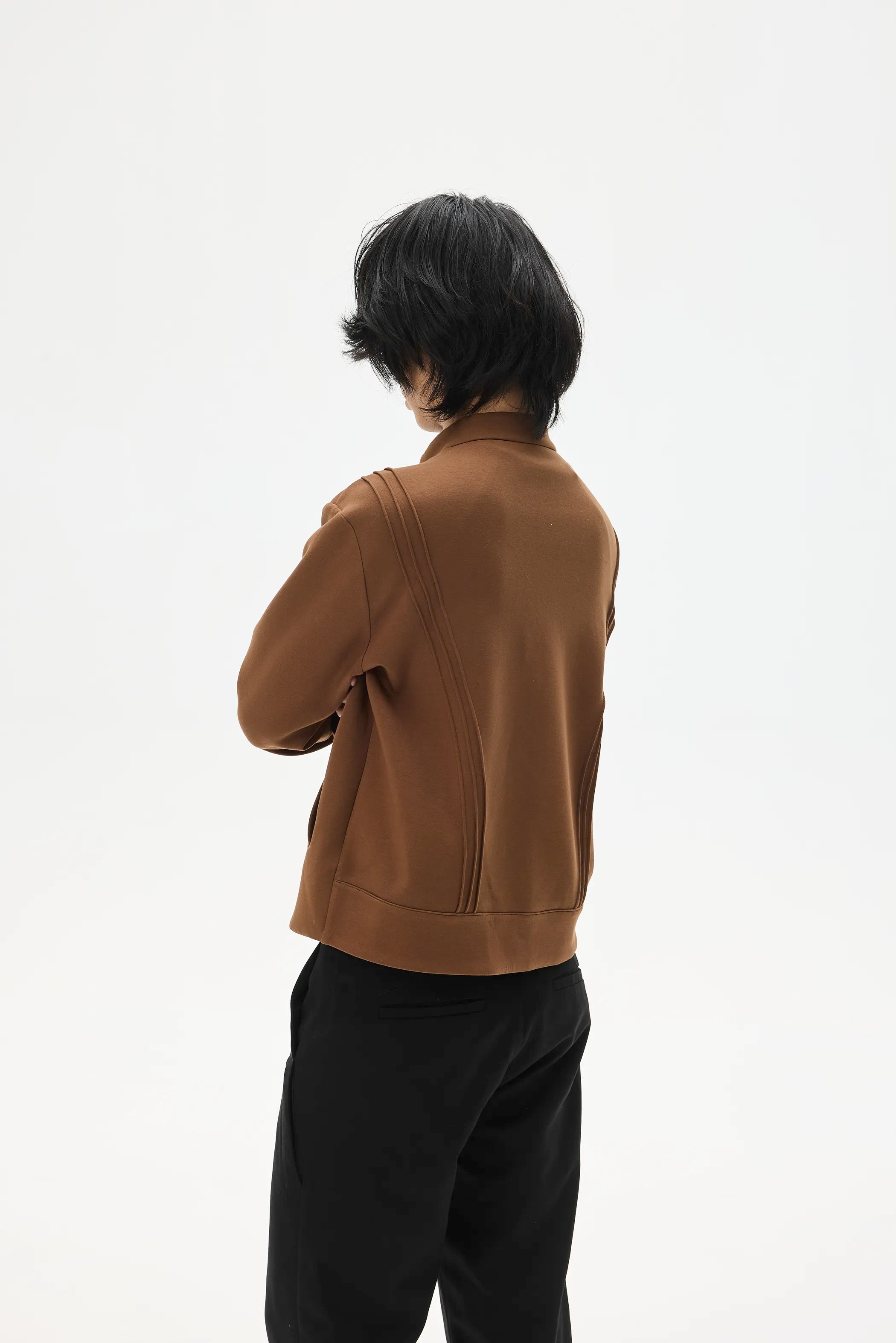 Model shot of Fleece Stand Collar Zip-Up Hoodie 4