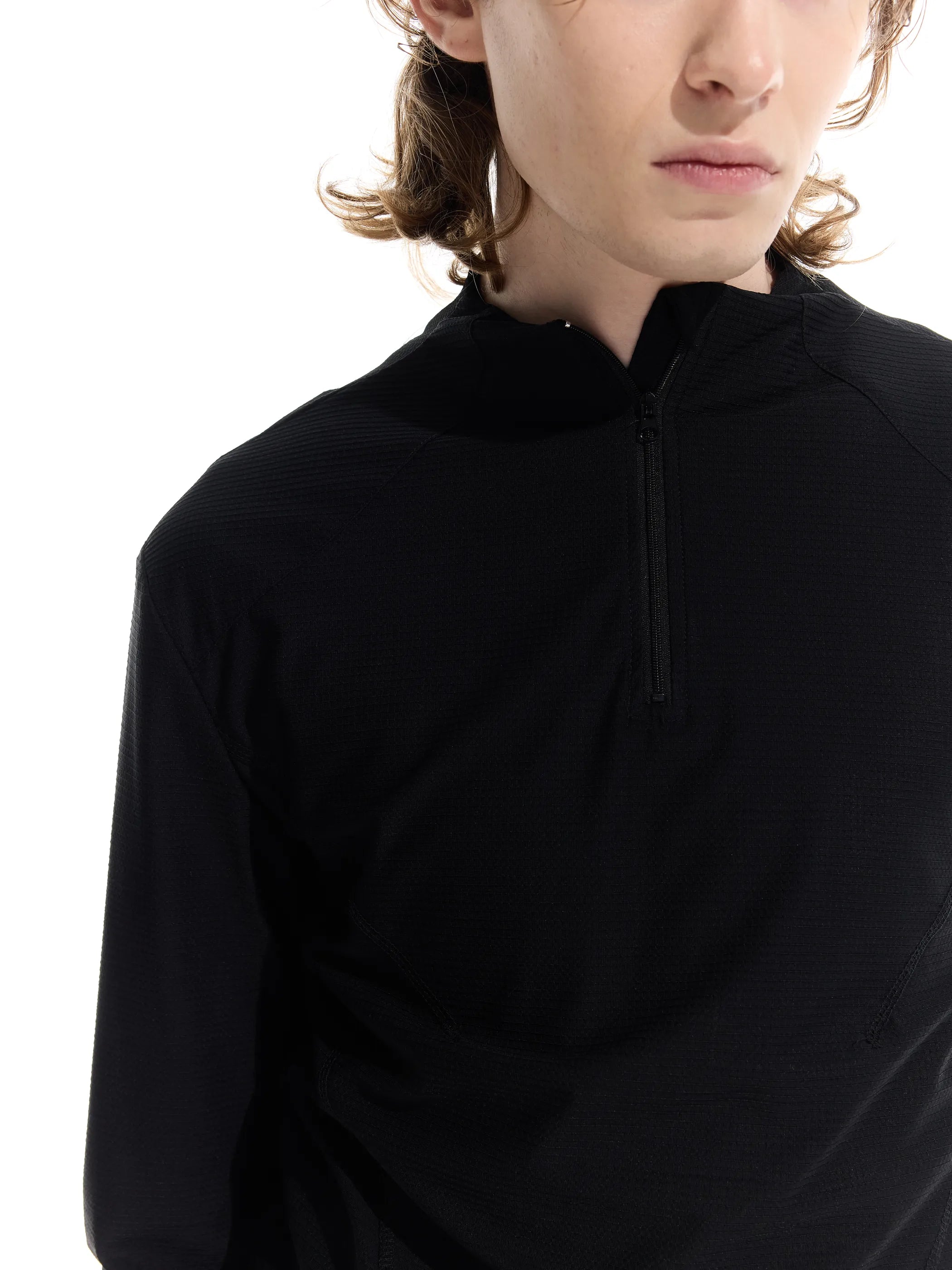 Half-open zip-up sun-protective long sleeve