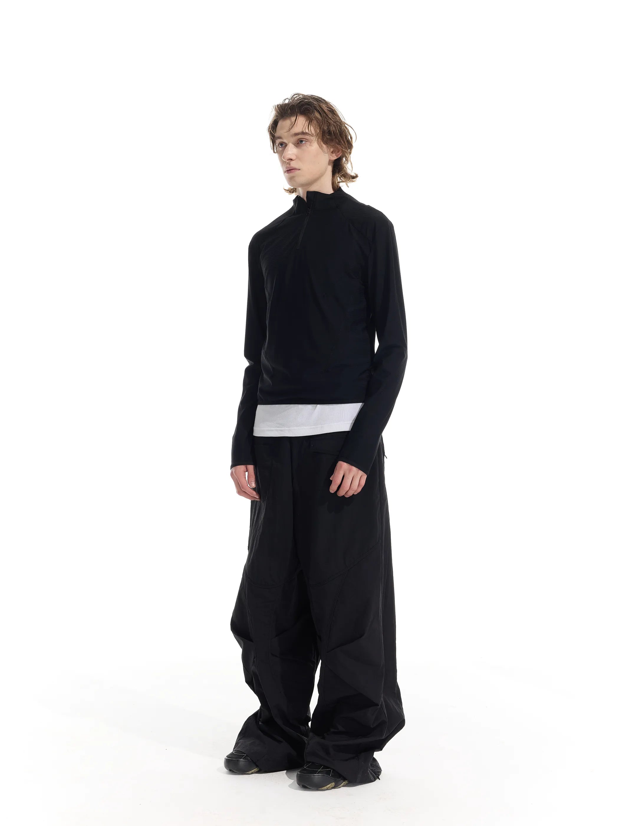 Half-open zip-up sun-protective long sleeve