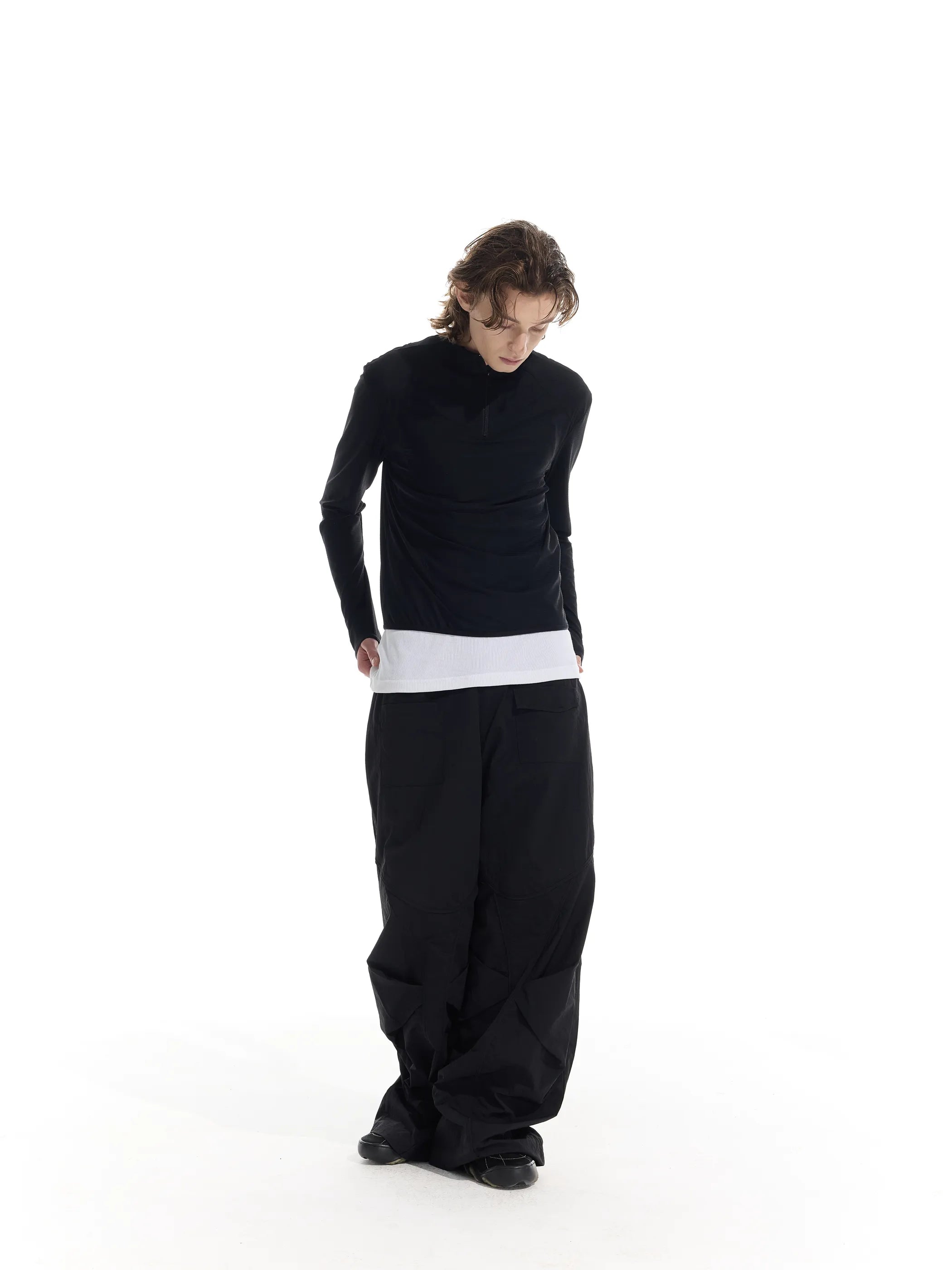 Half-open zip-up sun-protective long sleeve