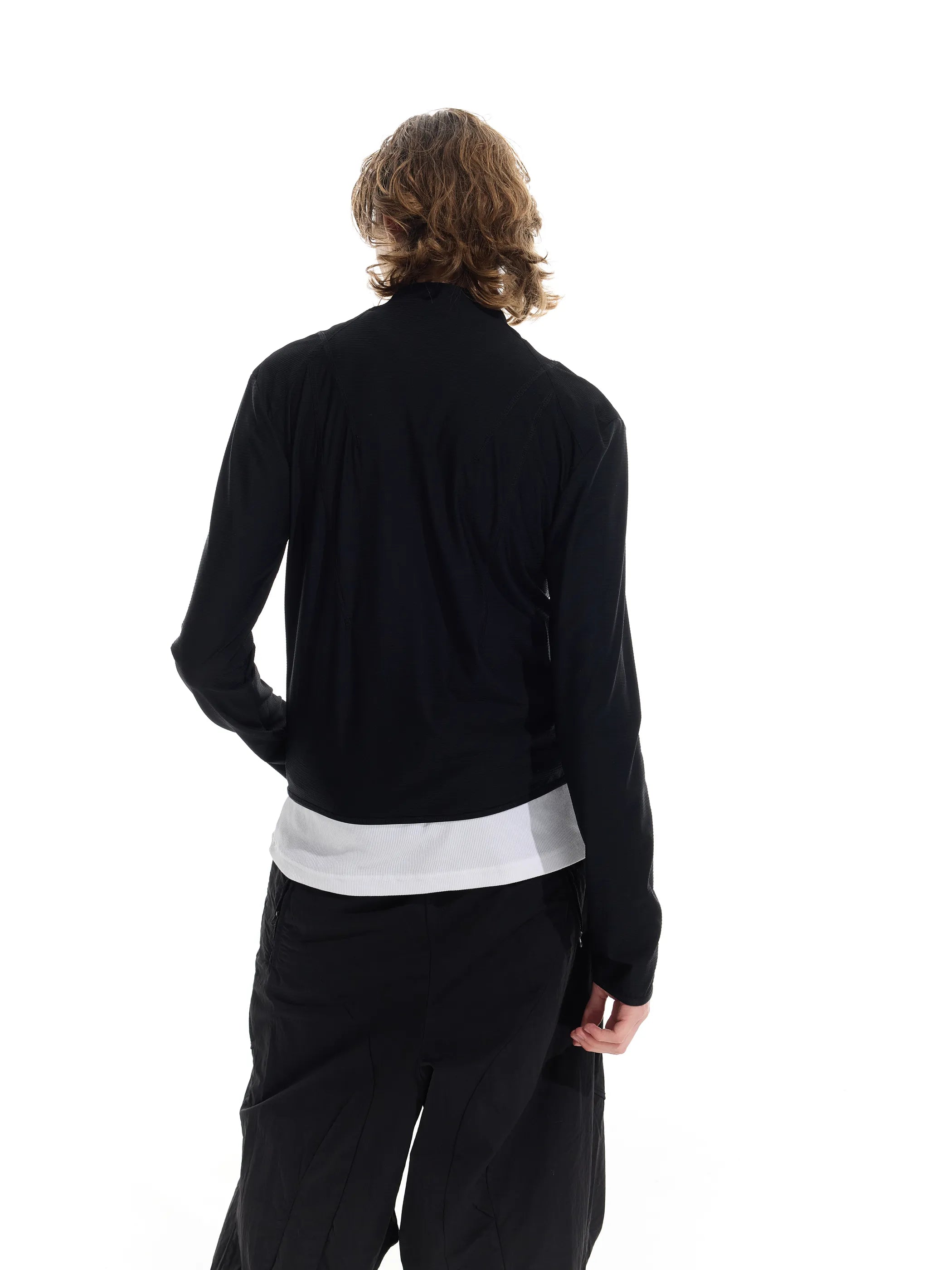 Half-open zip-up sun-protective long sleeve